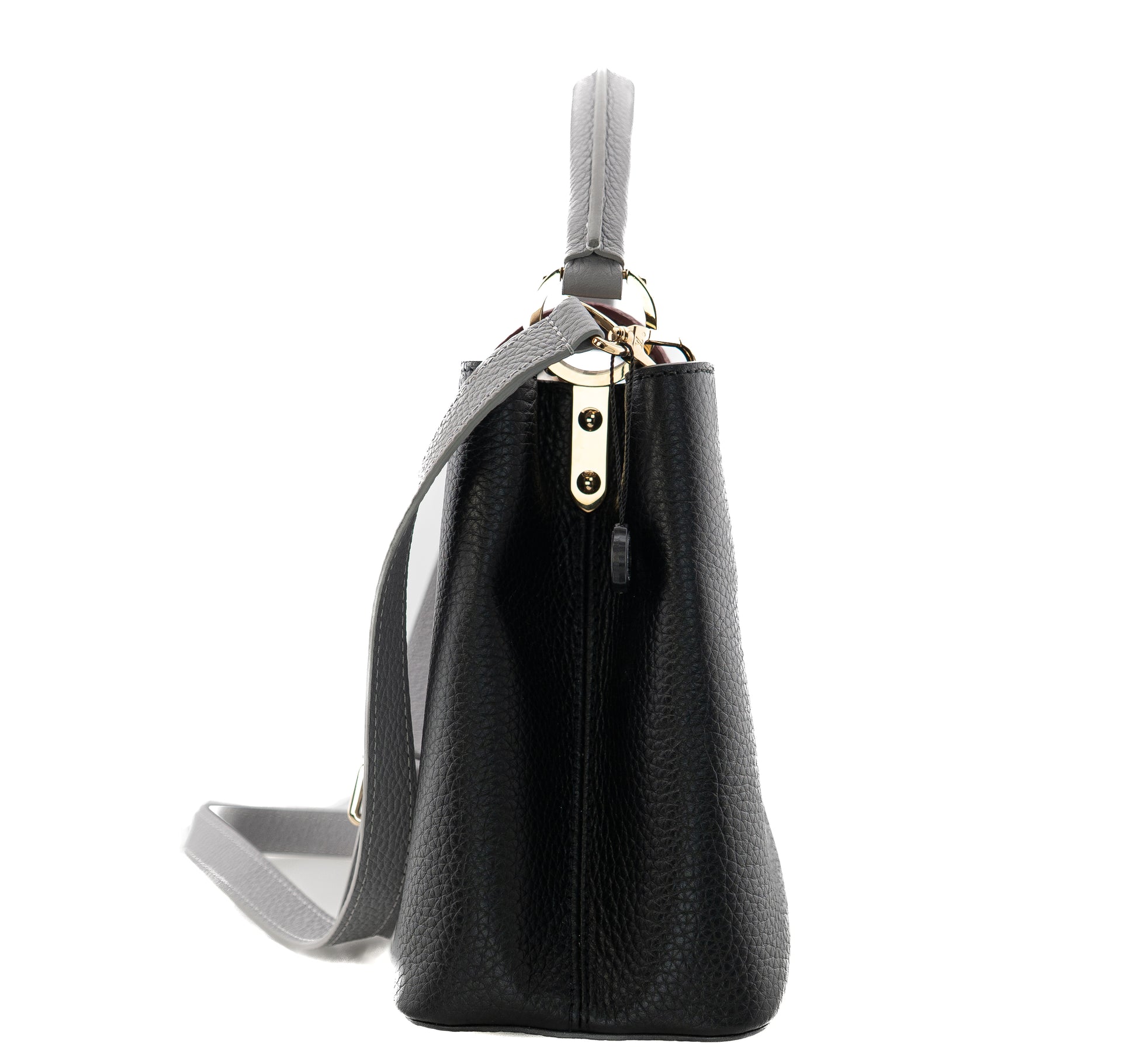 Louis Vuitton Capucines PM Taurillon Noir Bordeaux Gray