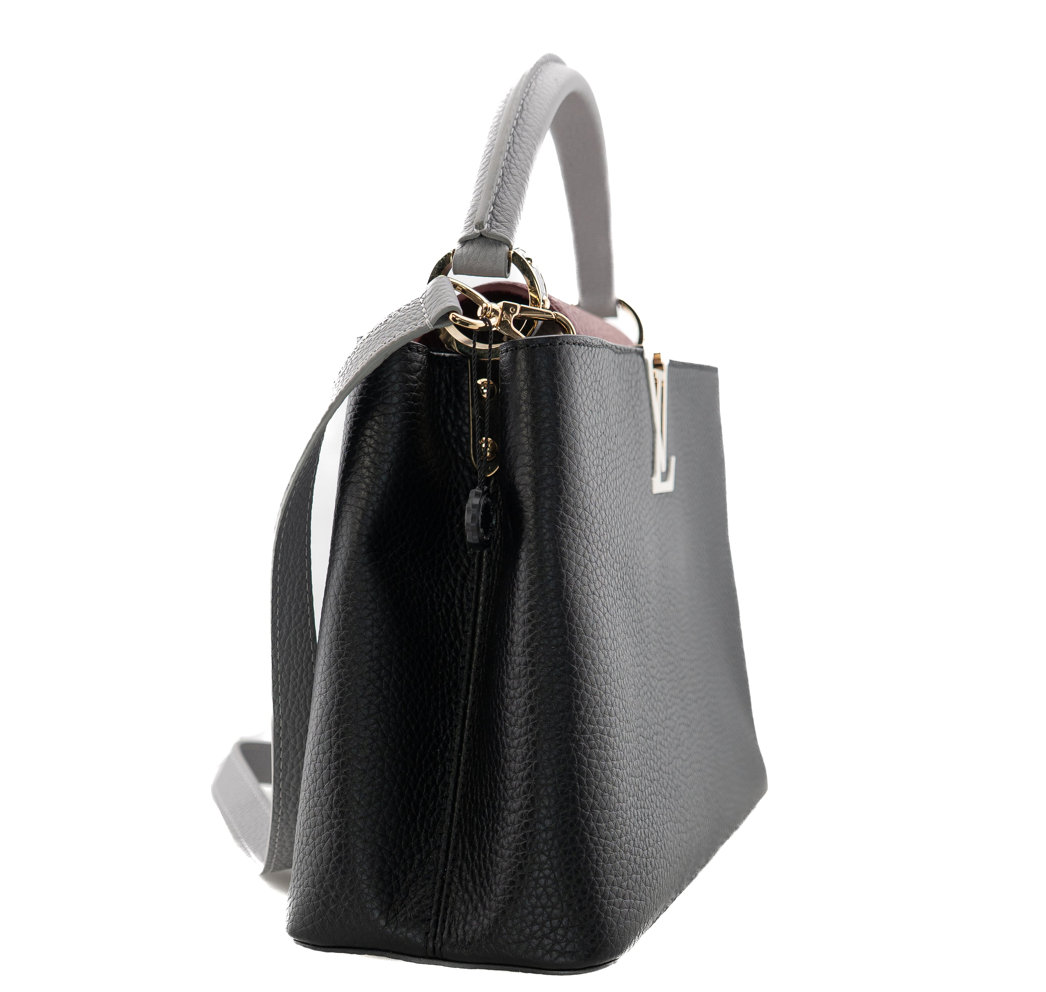 Louis Vuitton Capucines PM Taurillon Noir Bordeaux Gray