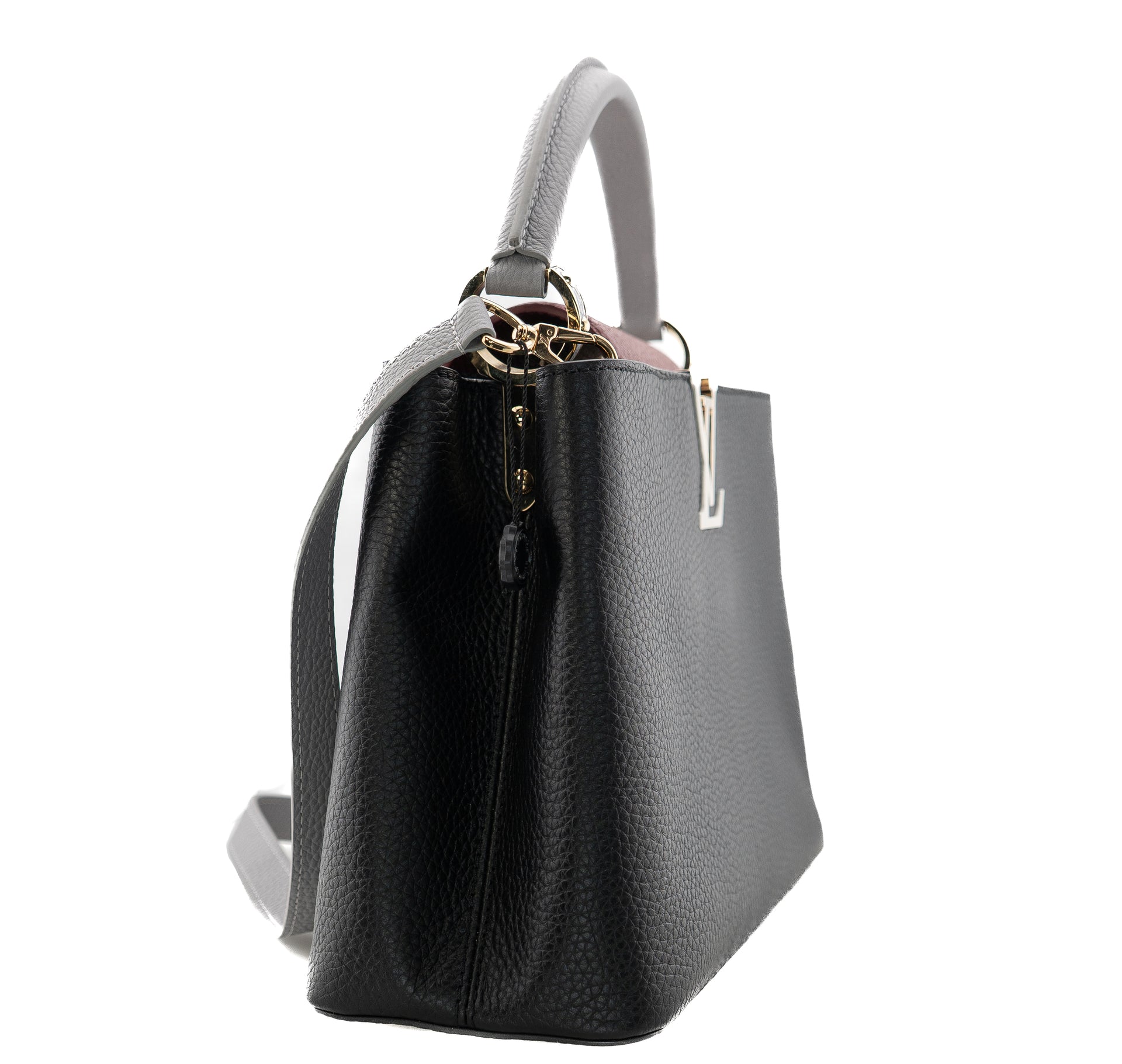 Louis Vuitton Capucines PM Taurillon Noir Bordeaux Gray