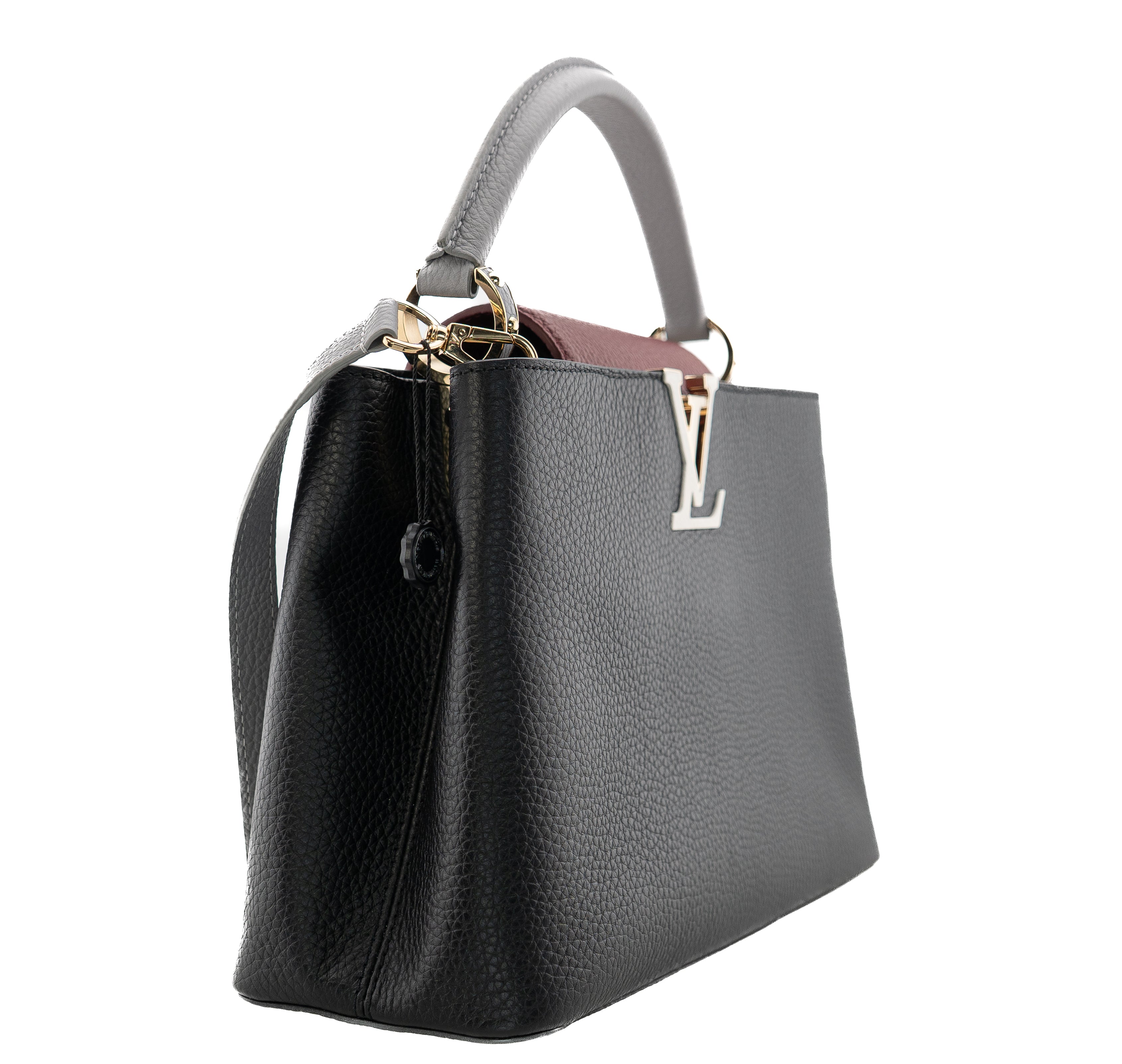 Louis Vuitton Capucines PM Taurillon Noir Bordeaux Gray