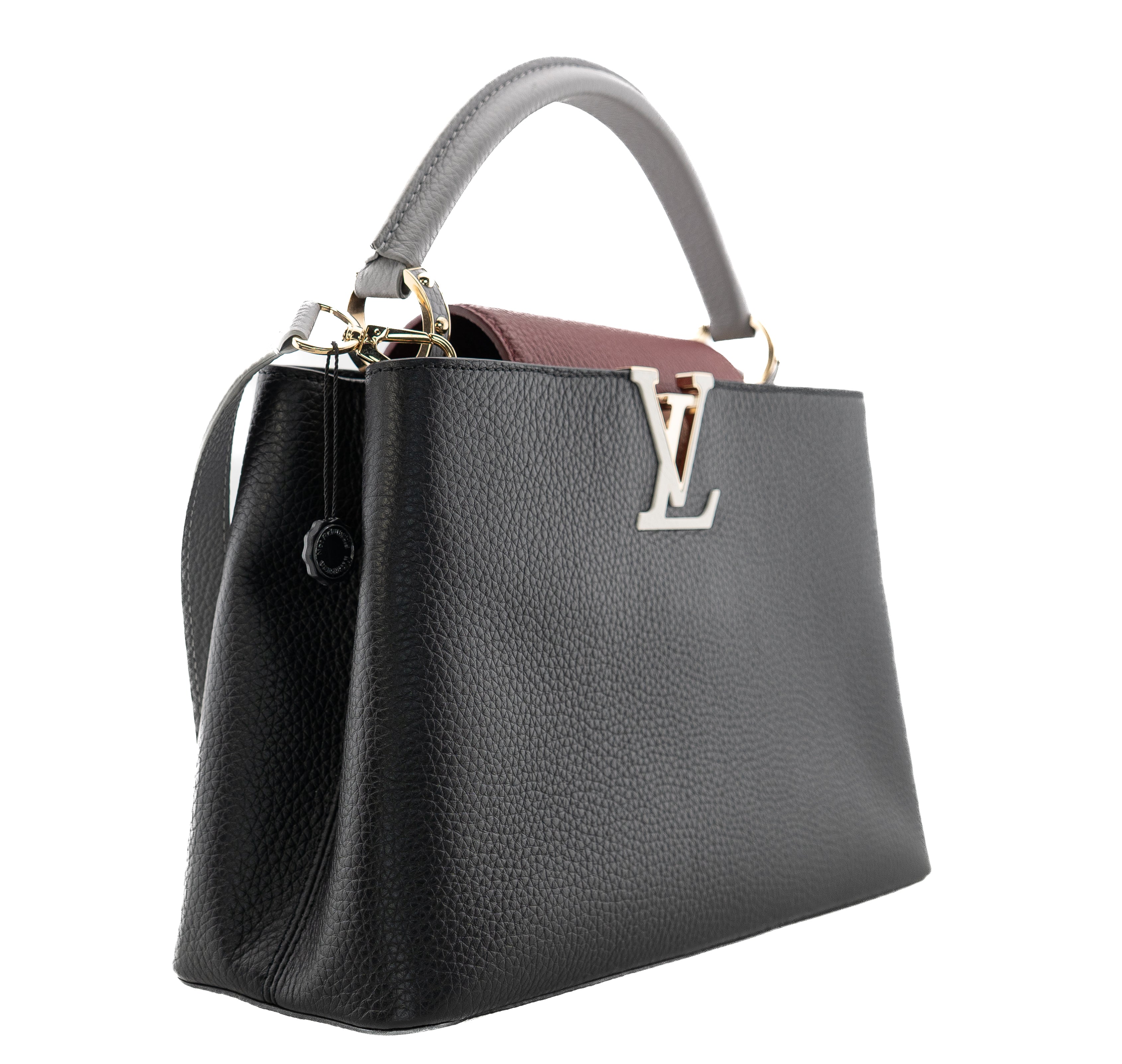 Louis Vuitton Capucines PM Taurillon Noir Bordeaux Gray