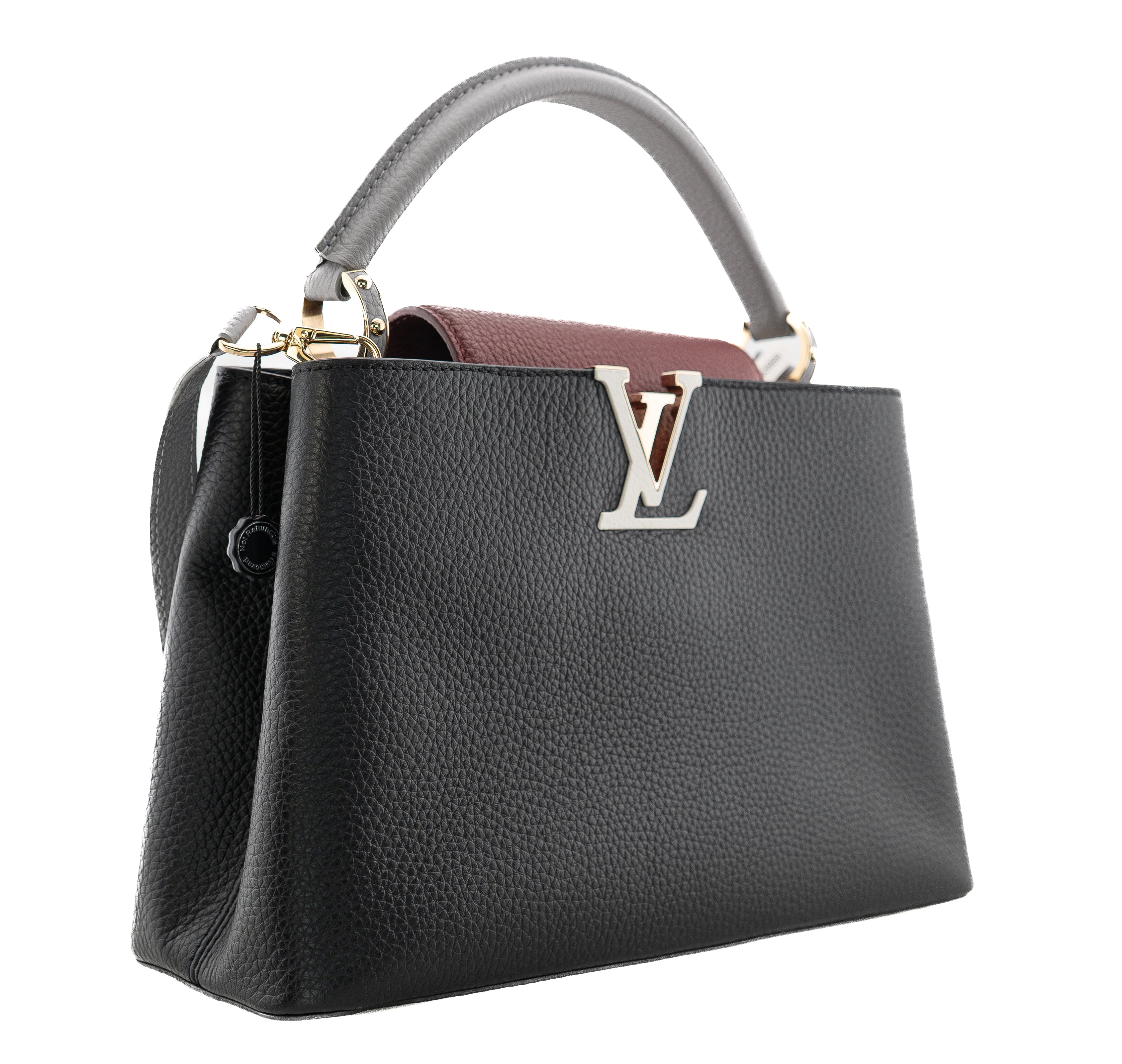 Louis Vuitton Capucines PM Taurillon Noir Bordeaux Gray