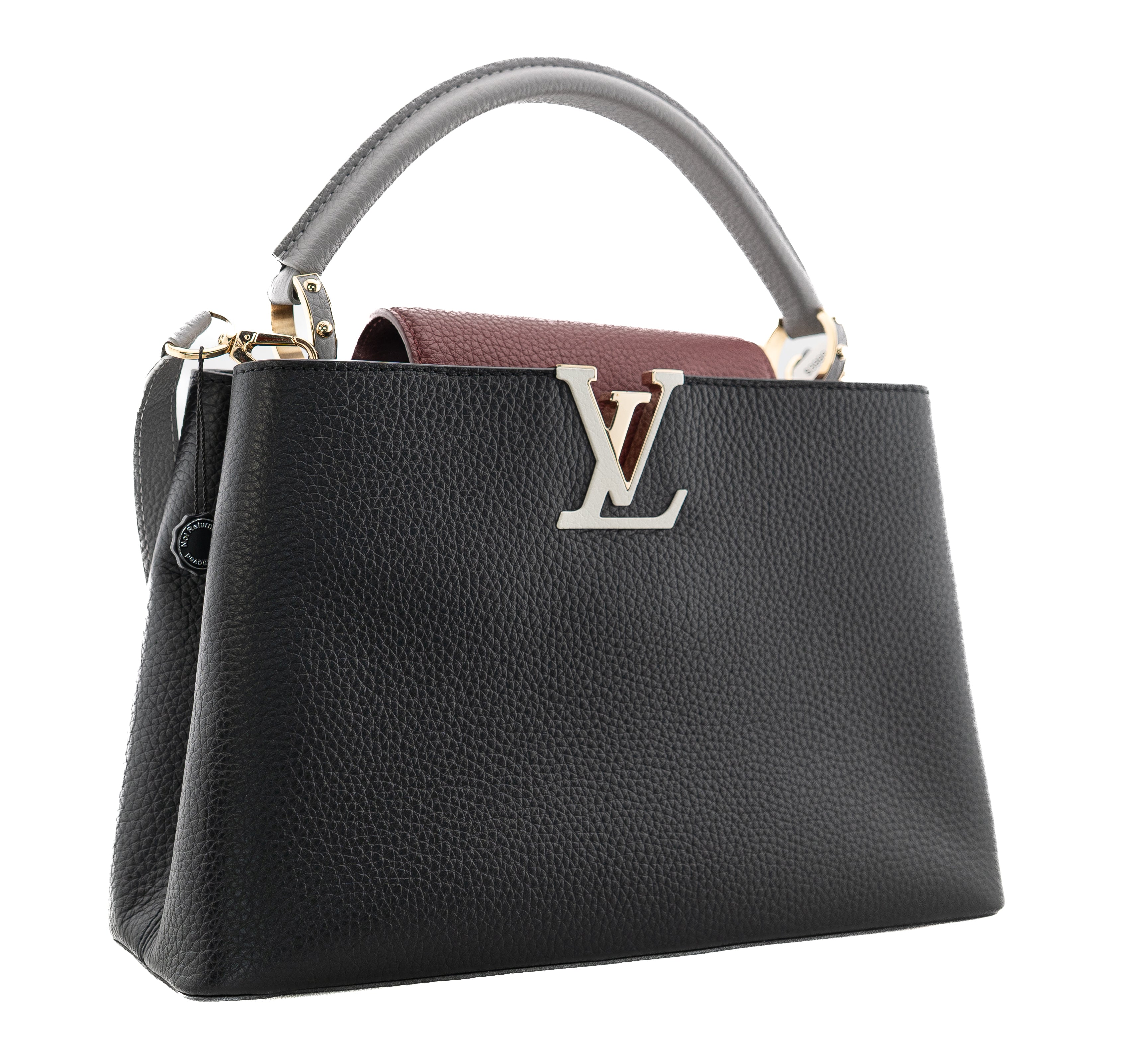 Louis Vuitton Capucines PM Taurillon Noir Bordeaux Gray