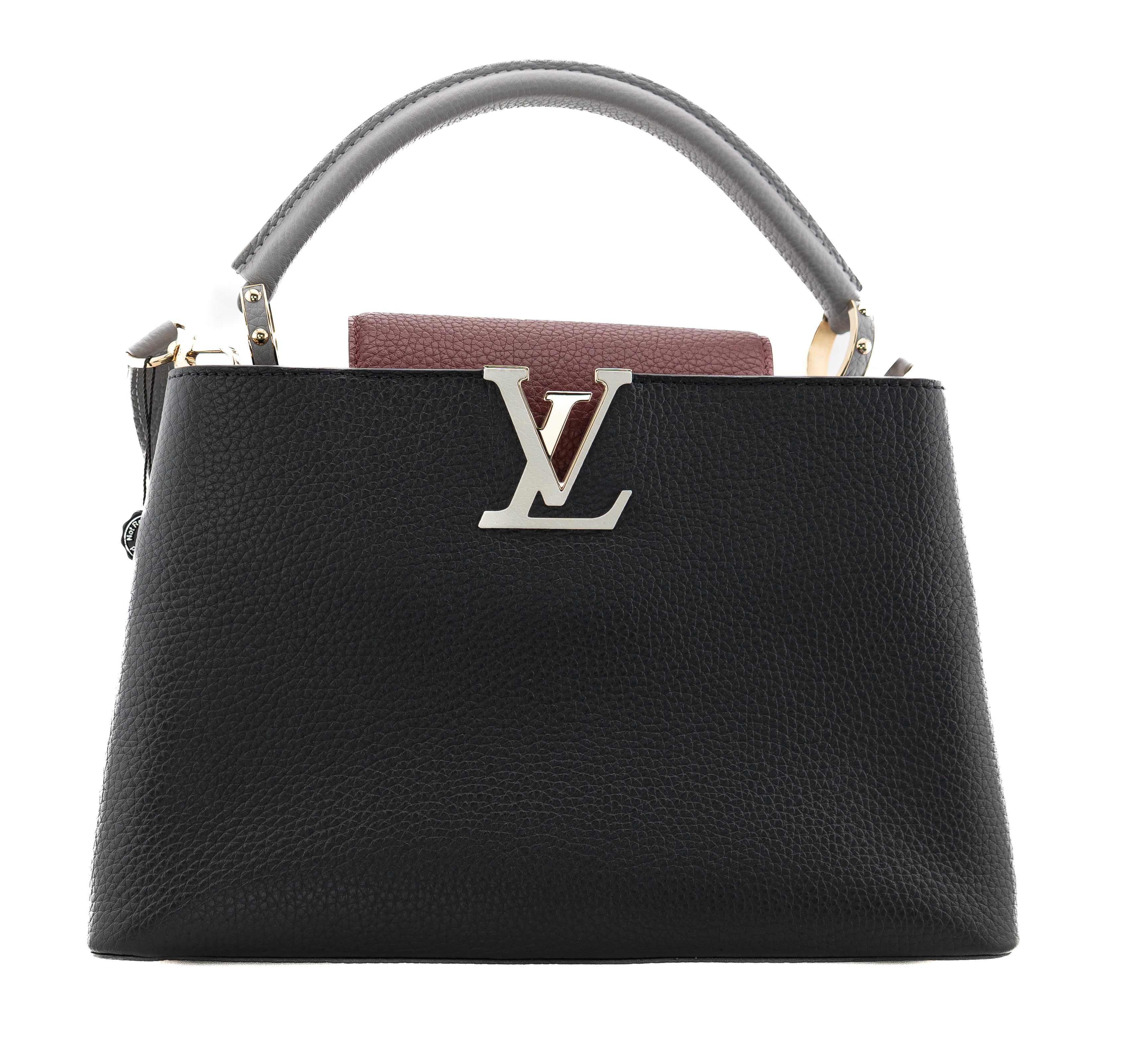 Louis Vuitton Capucines PM Taurillon Noir Bordeaux Gray