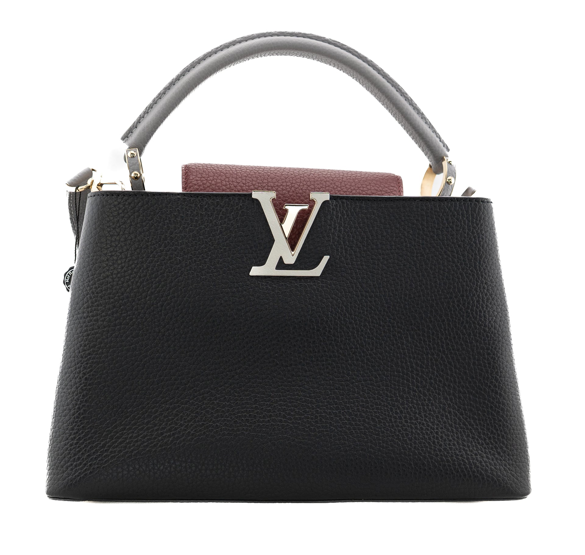 Louis Vuitton Capucines PM Taurillon Noir Bordeaux Gray