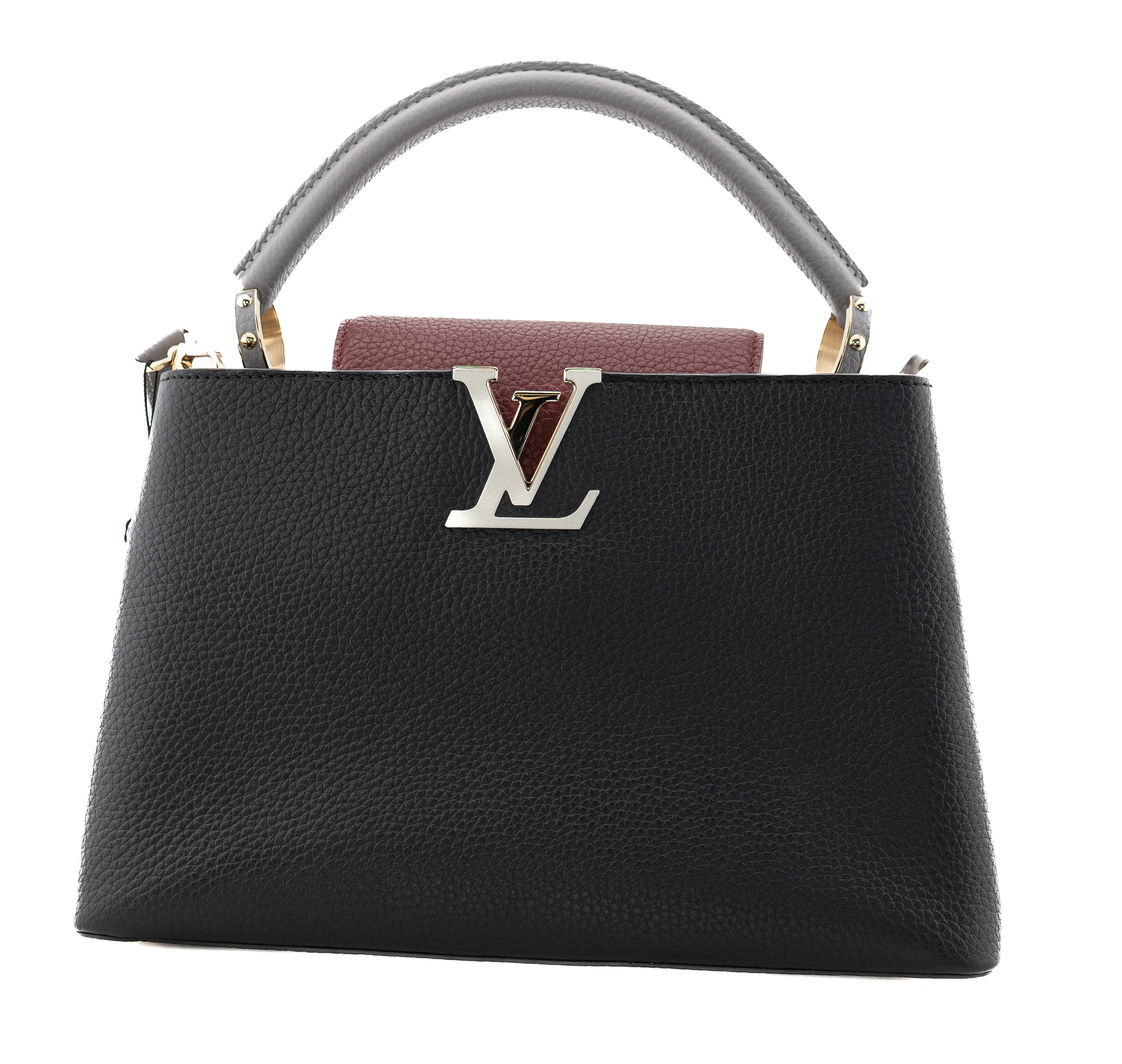 Louis Vuitton Capucines PM Taurillon Noir Bordeaux Gray