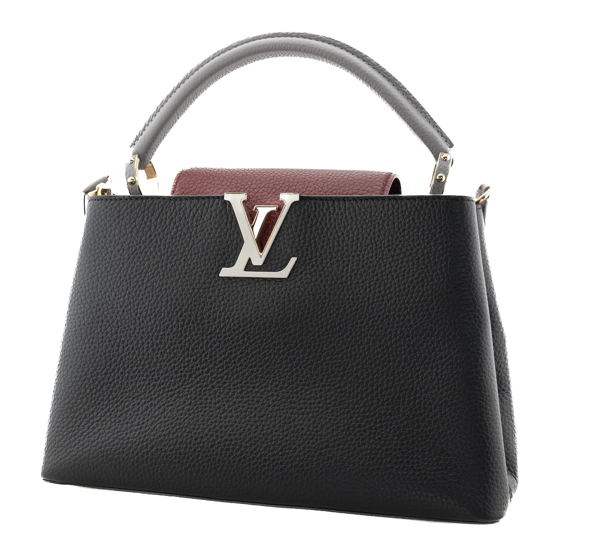 Louis Vuitton Capucines PM Taurillon Noir Bordeaux Gray