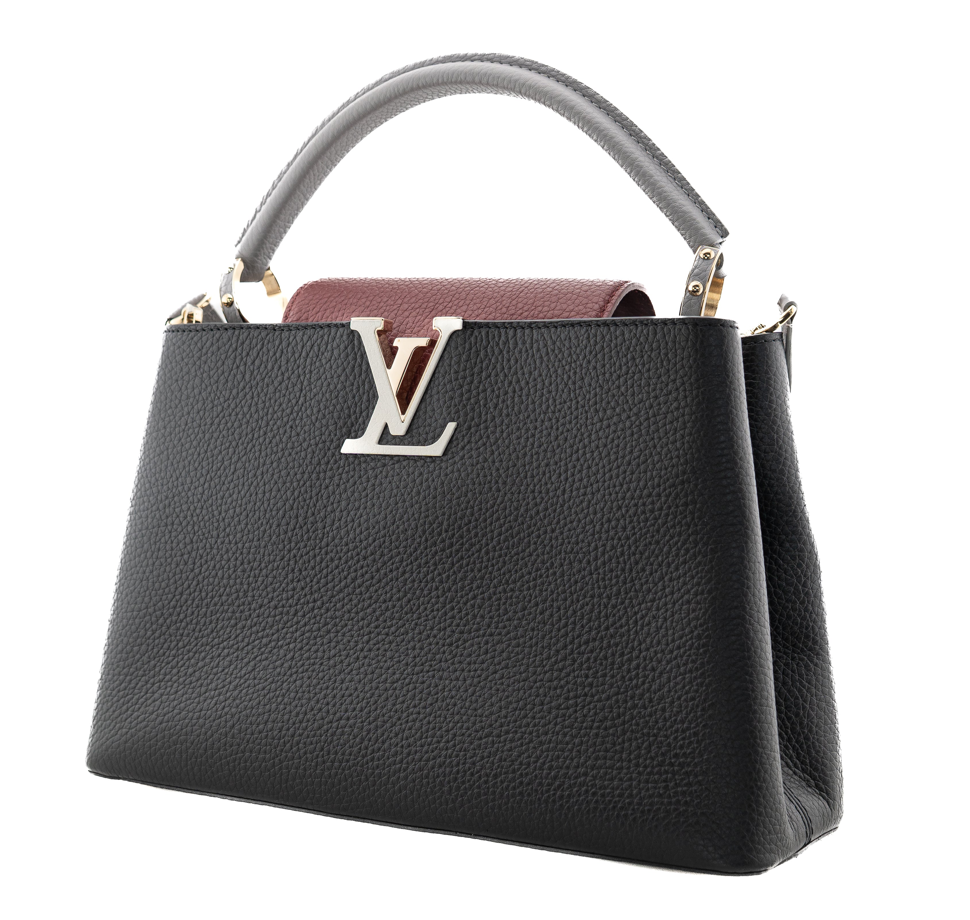 Louis Vuitton Capucines PM Taurillon Noir Bordeaux Gray