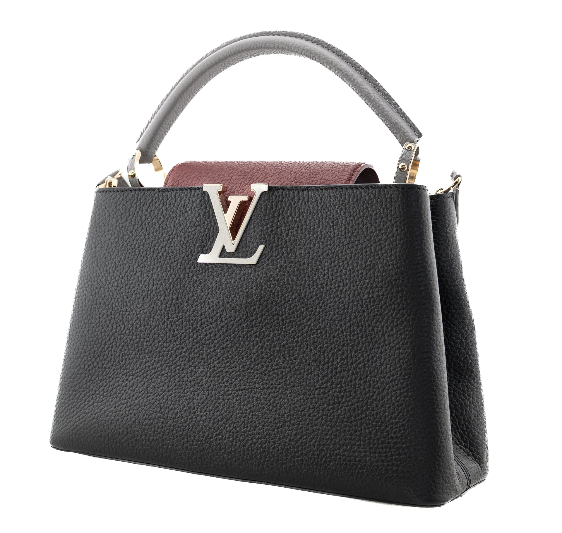 Louis Vuitton Capucines PM Taurillon Noir Bordeaux Gray