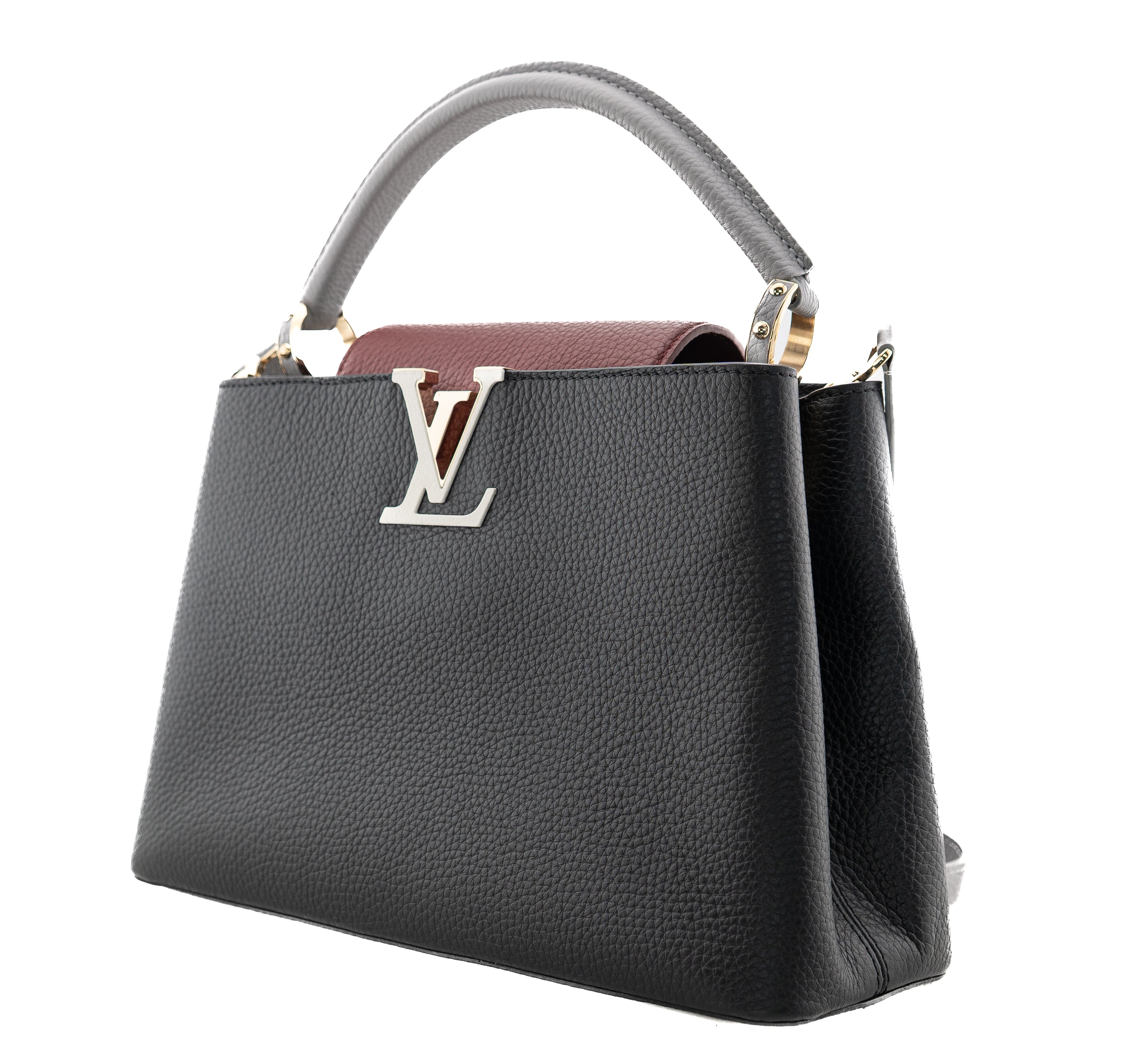 Louis Vuitton Capucines PM Taurillon Noir Bordeaux Gray