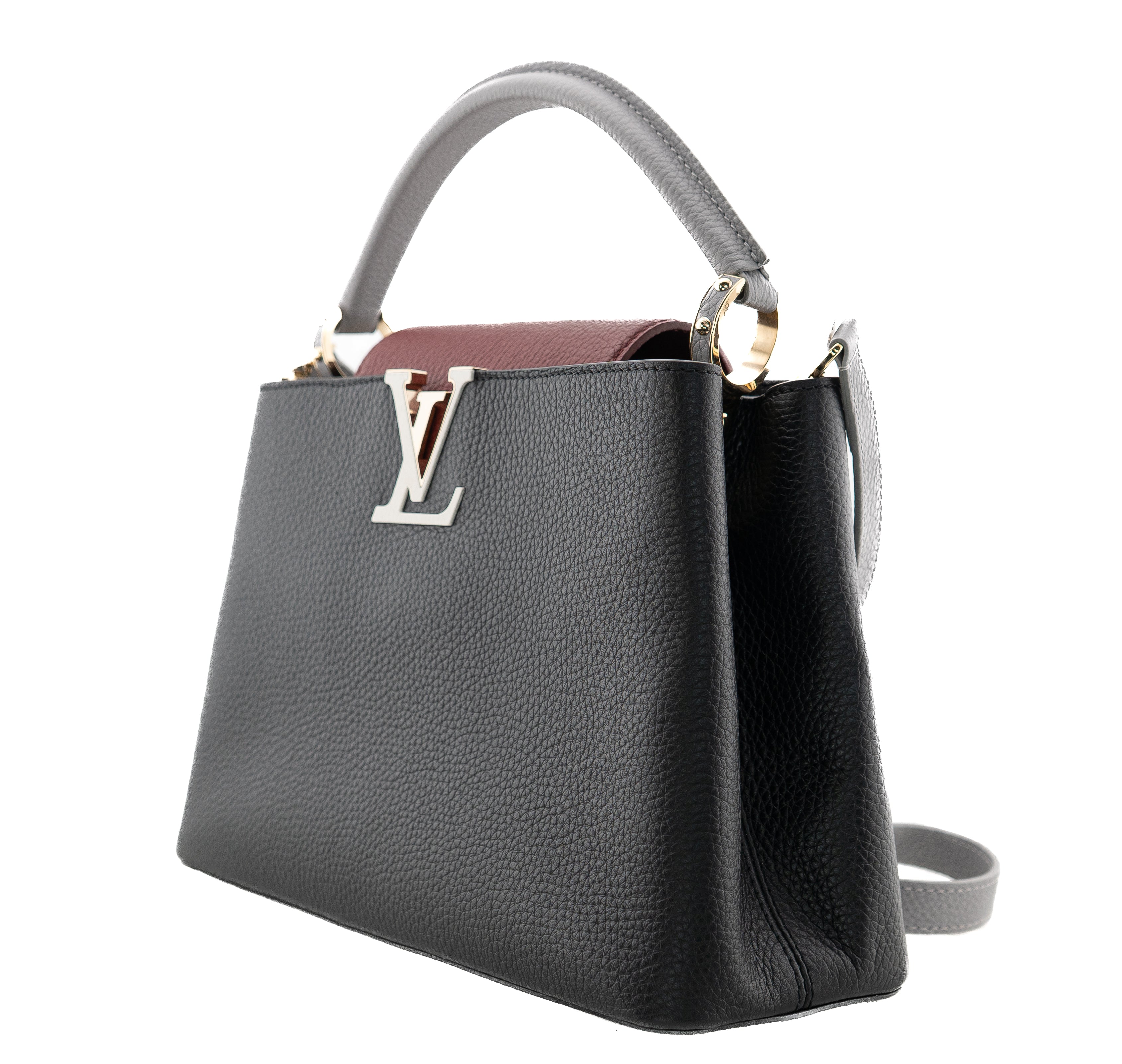 Louis Vuitton Capucines PM Taurillon Noir Bordeaux Gray