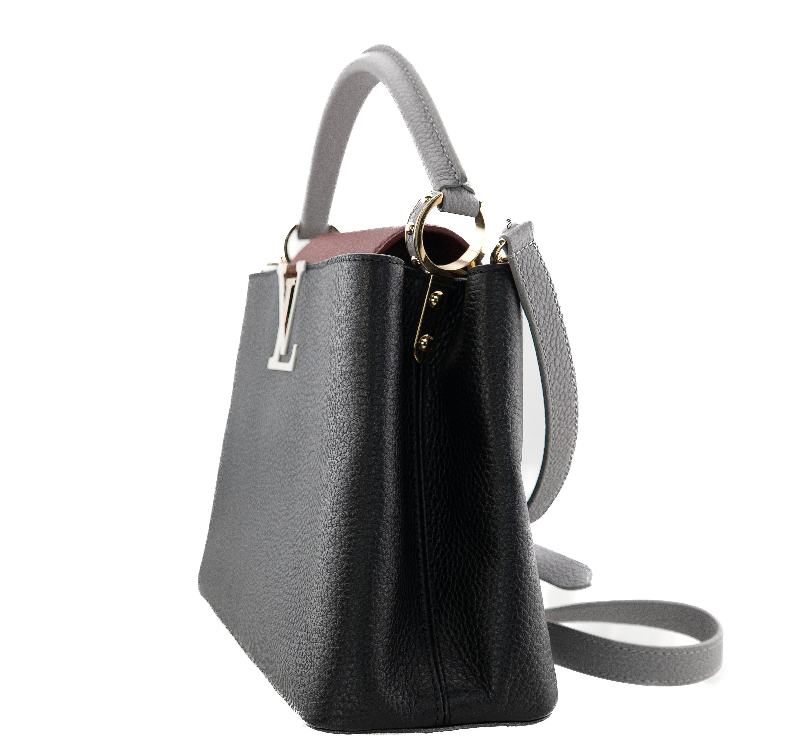 Louis Vuitton Capucines PM Taurillon Noir Bordeaux Gray
