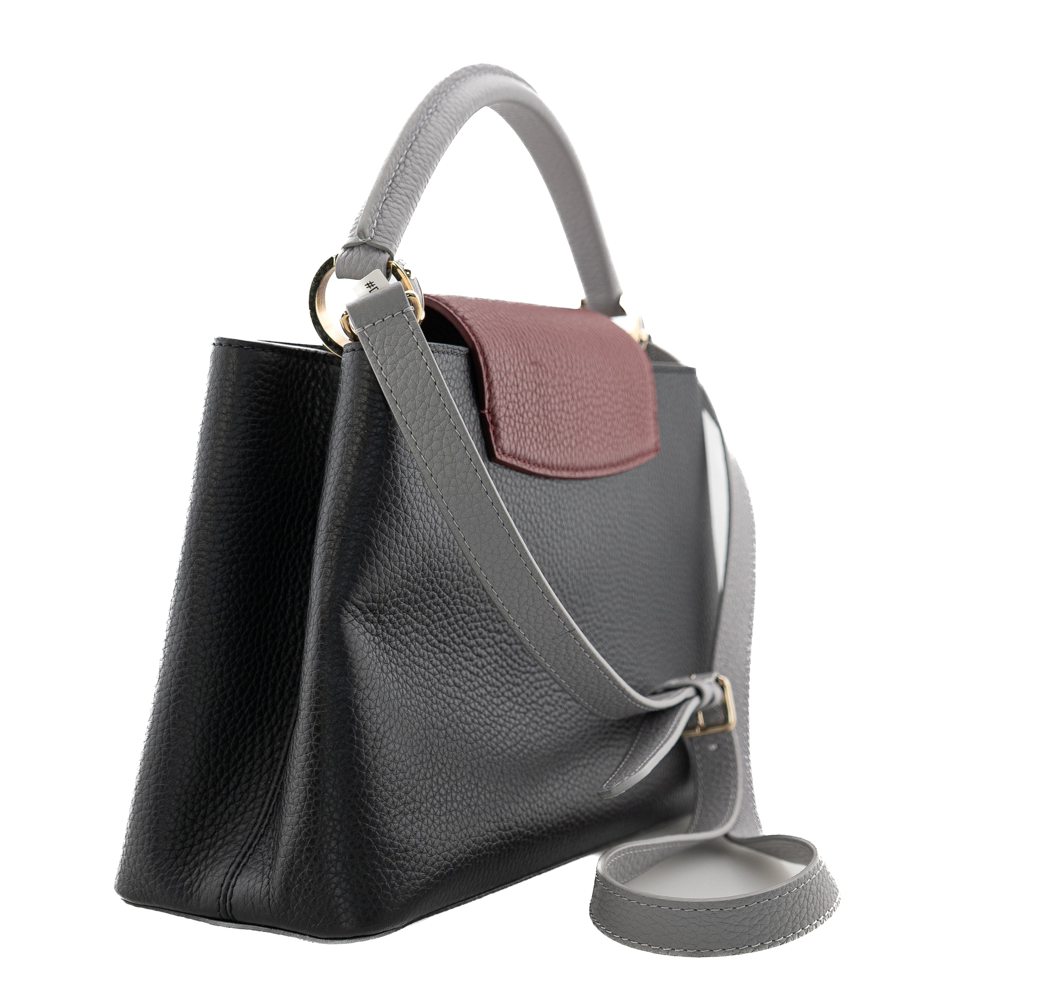 Louis Vuitton Capucines PM Taurillon Noir Bordeaux Gray