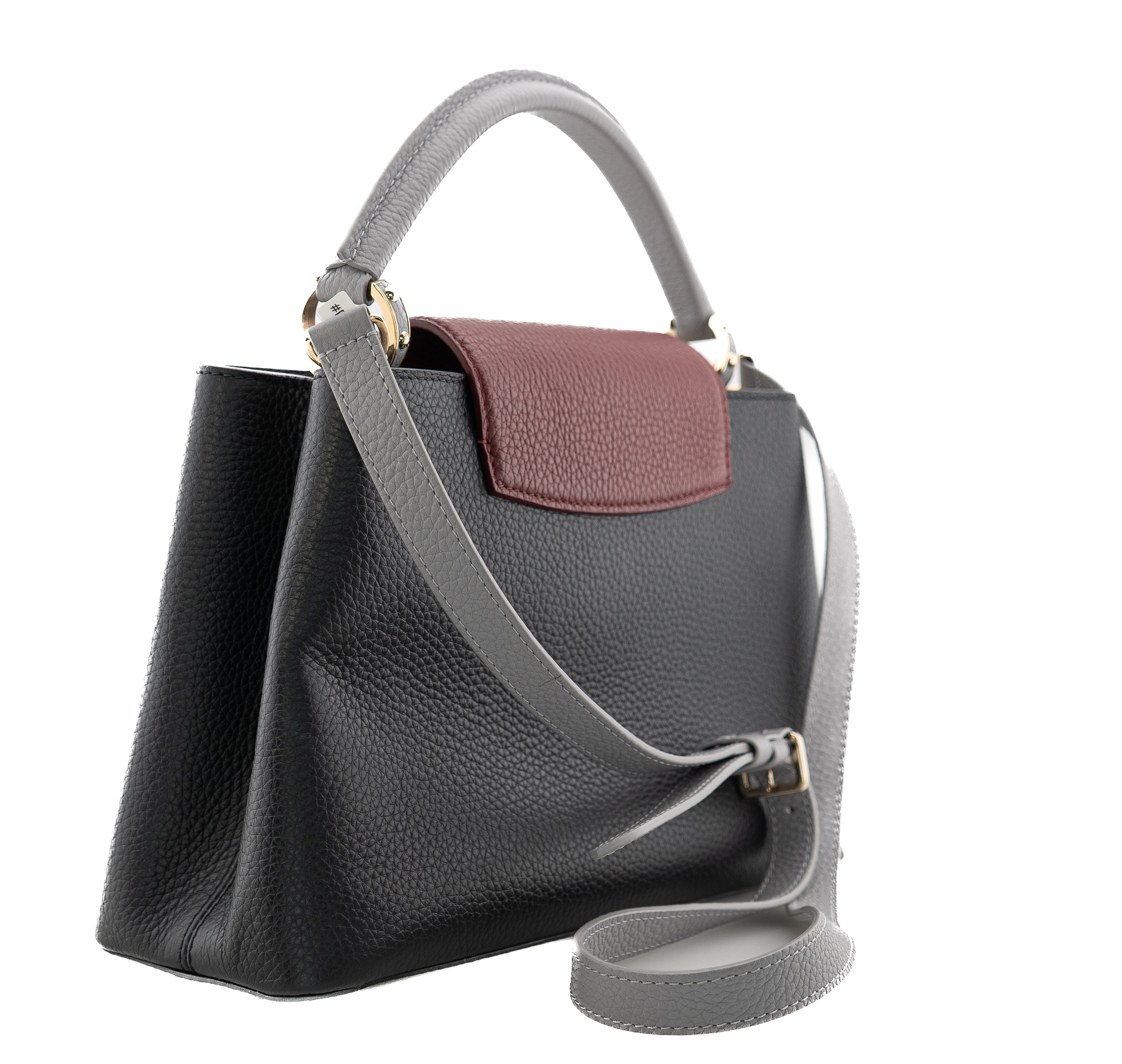 Louis Vuitton Capucines PM Taurillon Noir Bordeaux Gray