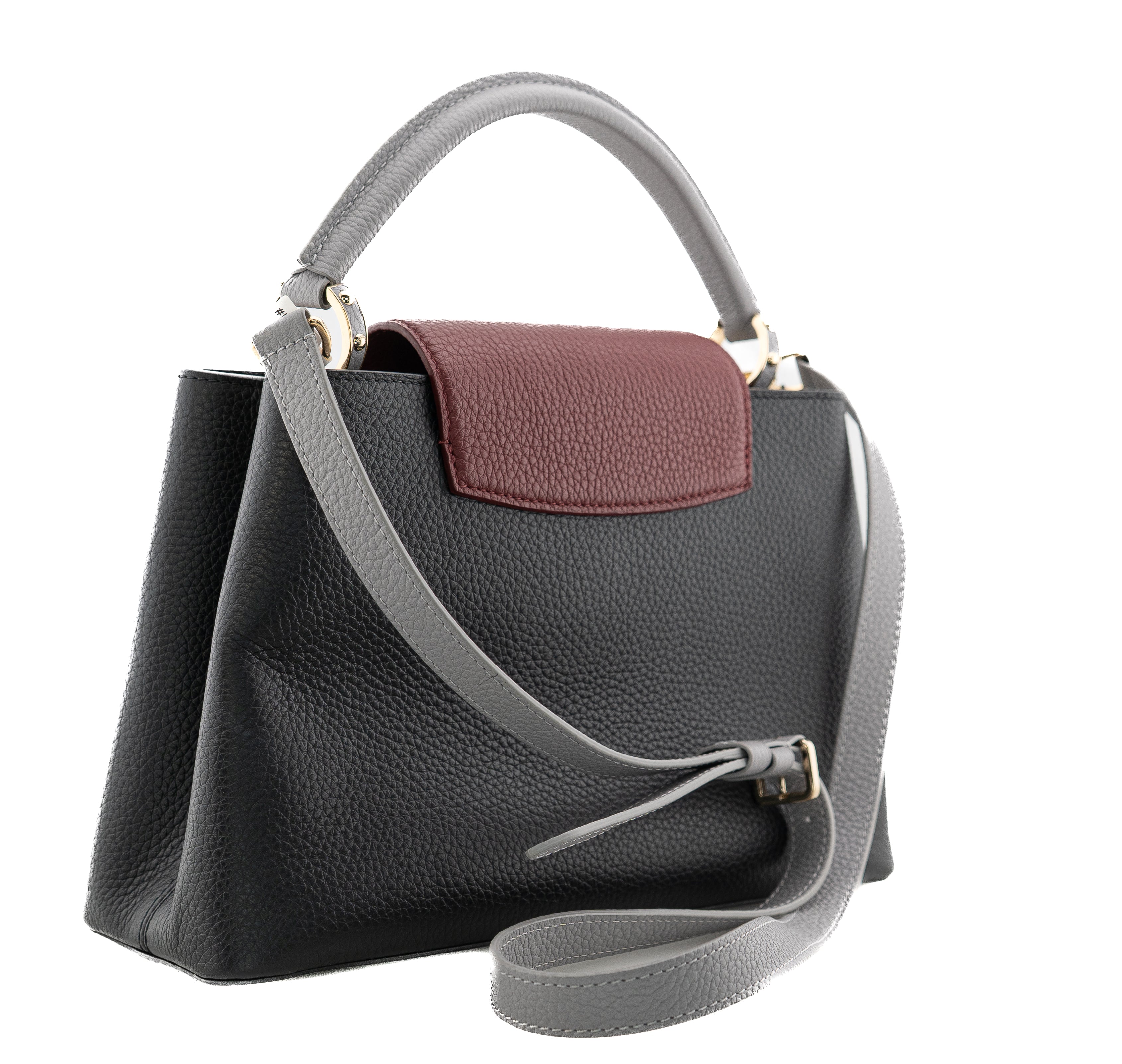Louis Vuitton Capucines PM Taurillon Noir Bordeaux Gray