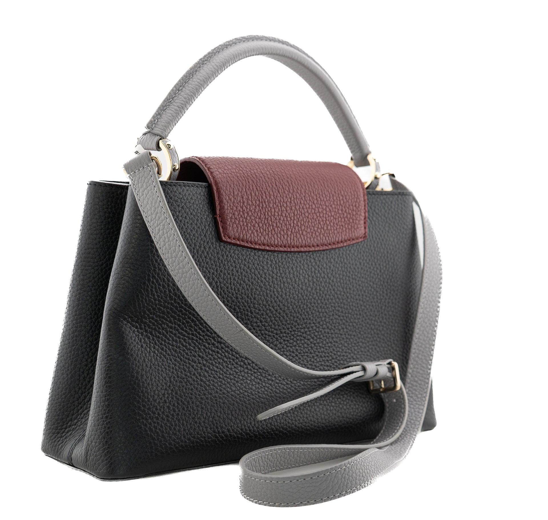 Louis Vuitton Capucines PM Taurillon Noir Bordeaux Gray