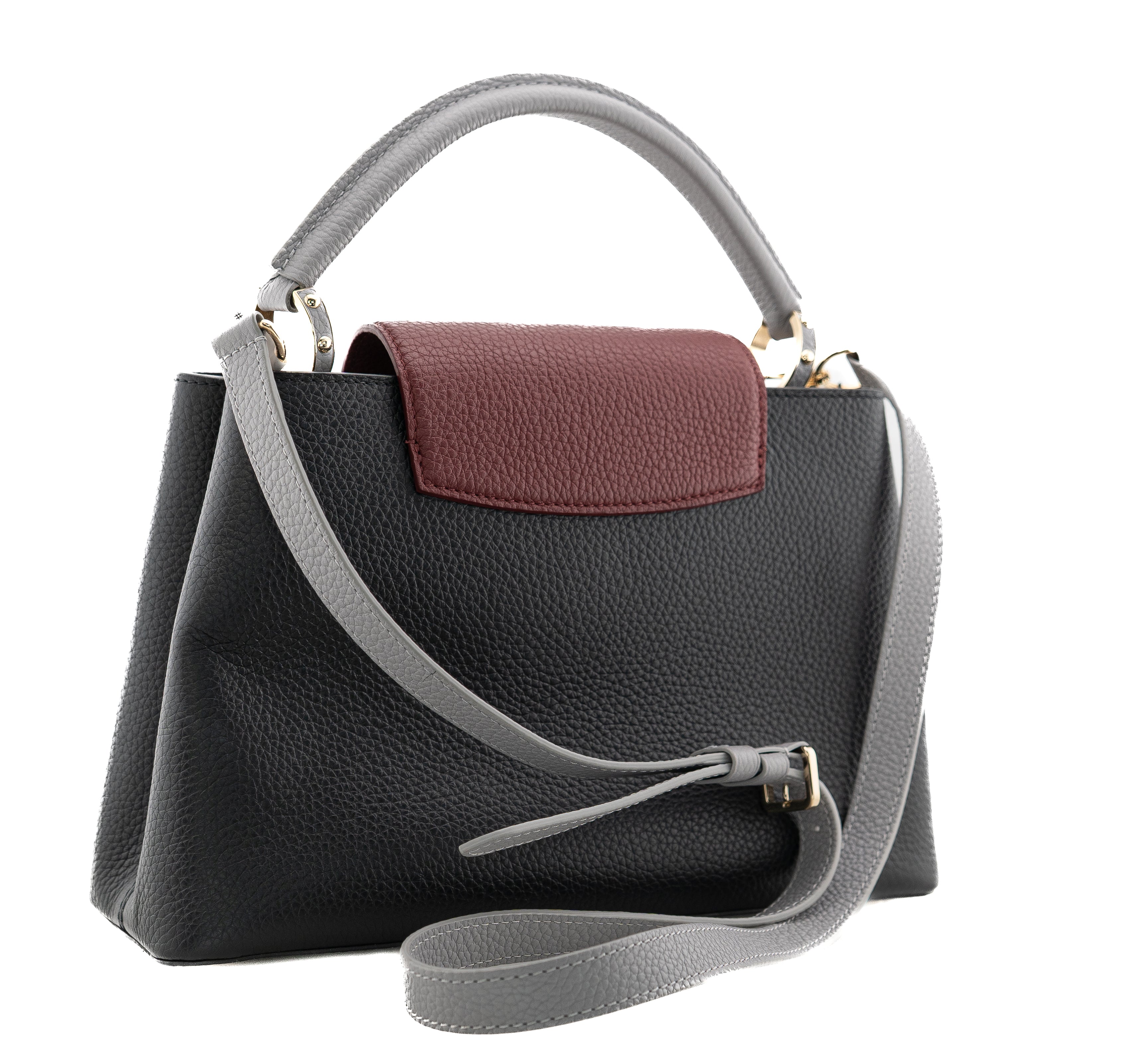 Louis Vuitton Capucines PM Taurillon Noir Bordeaux Gray