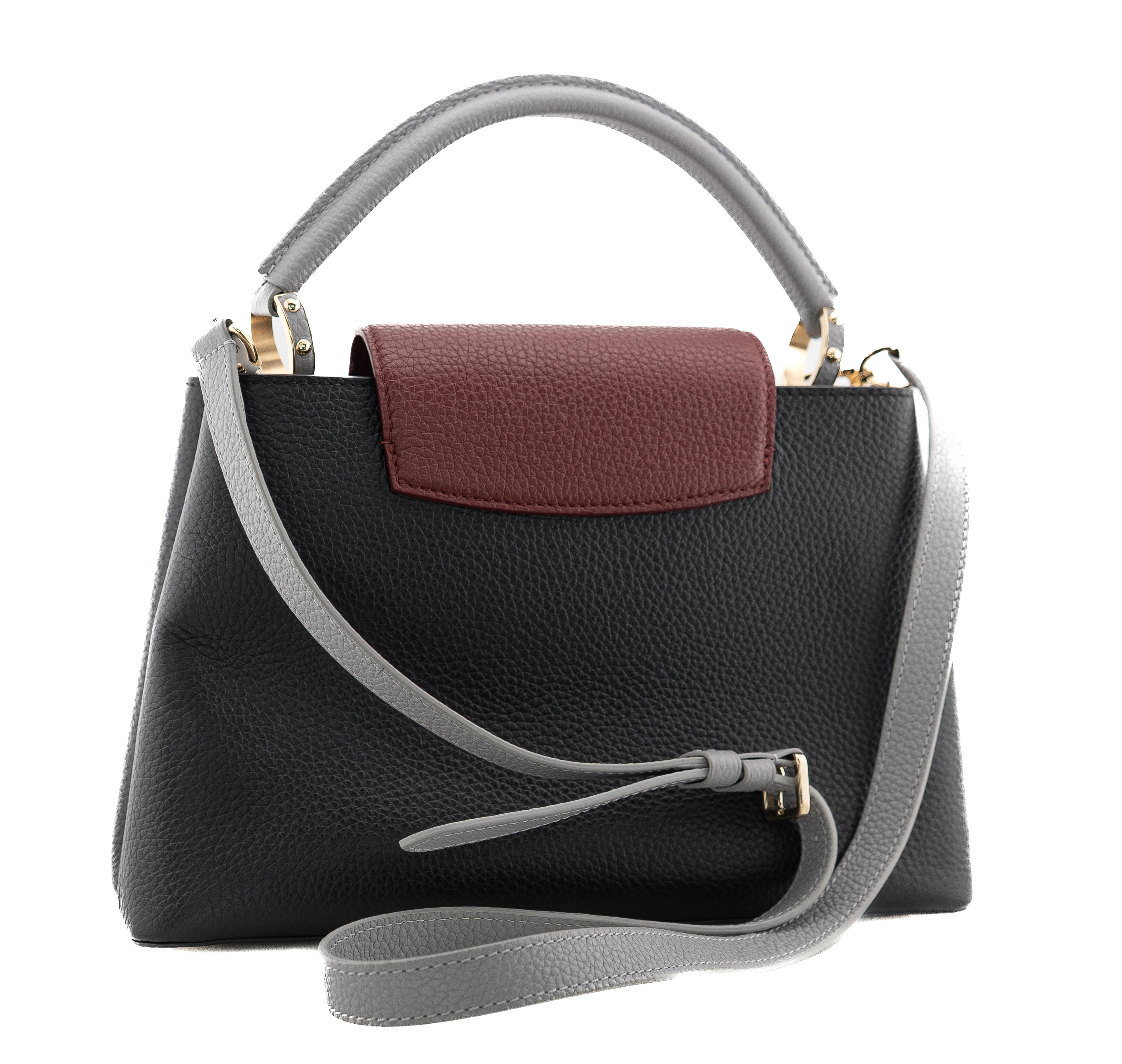 Louis Vuitton Capucines PM Taurillon Noir Bordeaux Gray