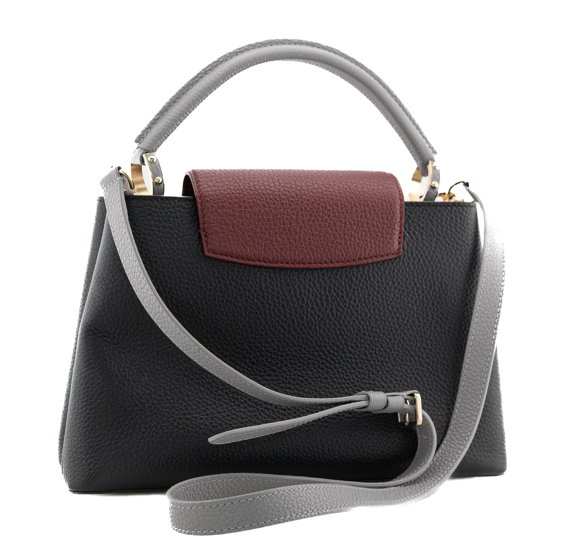 Louis Vuitton Capucines PM Taurillon Noir Bordeaux Gray