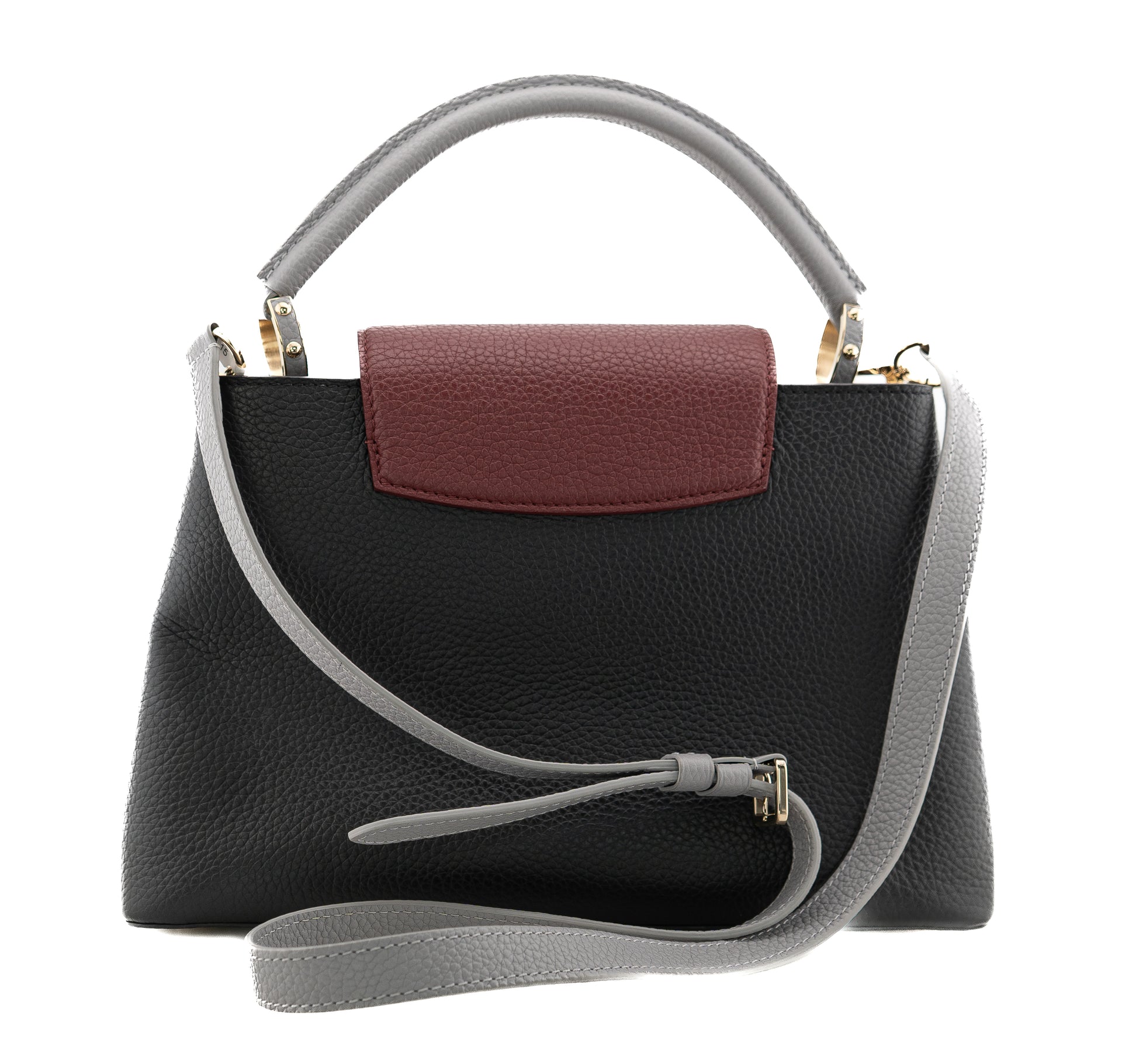 Louis Vuitton Capucines PM Taurillon Noir Bordeaux Gray