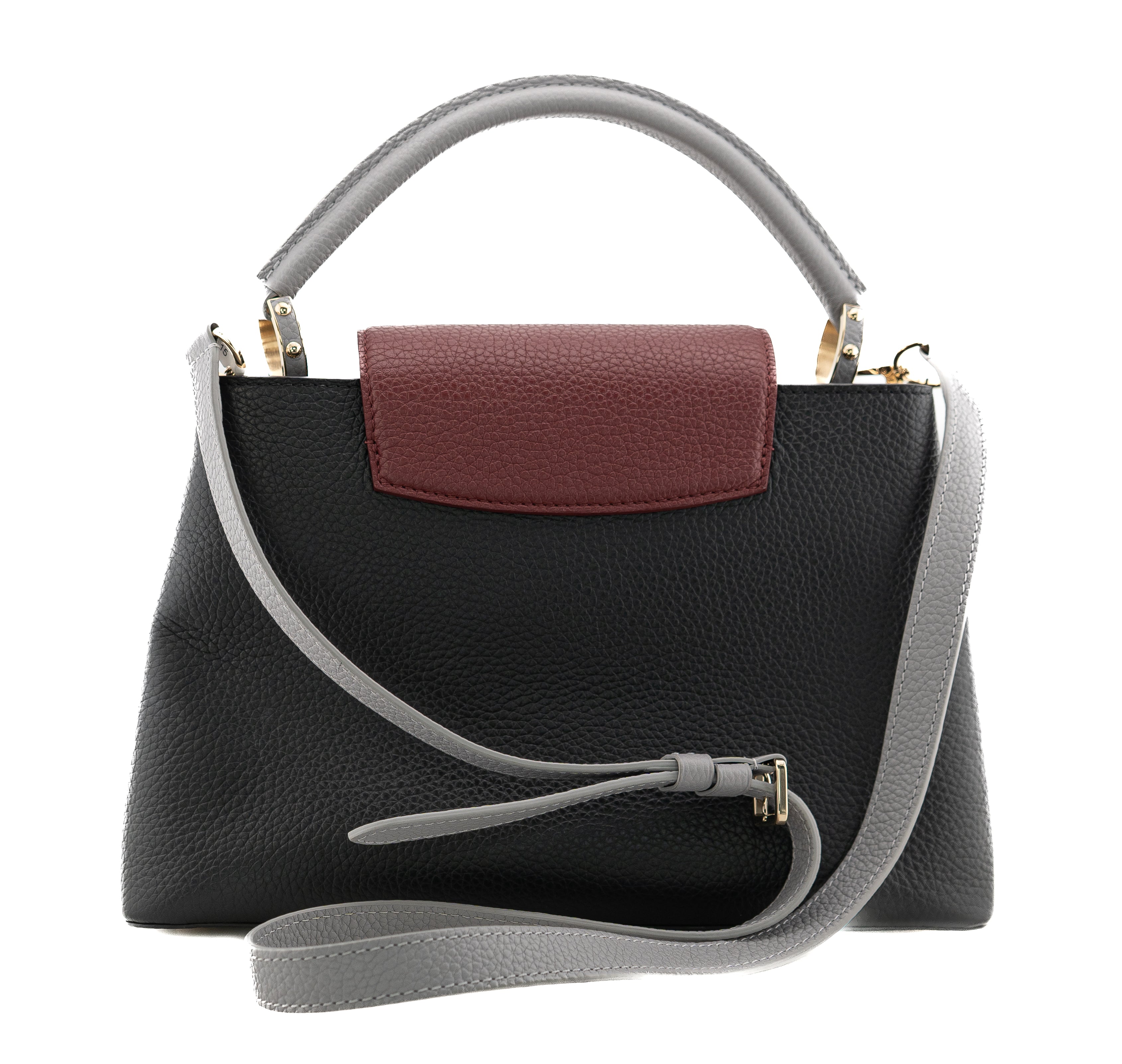 Louis Vuitton Capucines PM Taurillon Noir Bordeaux Gray