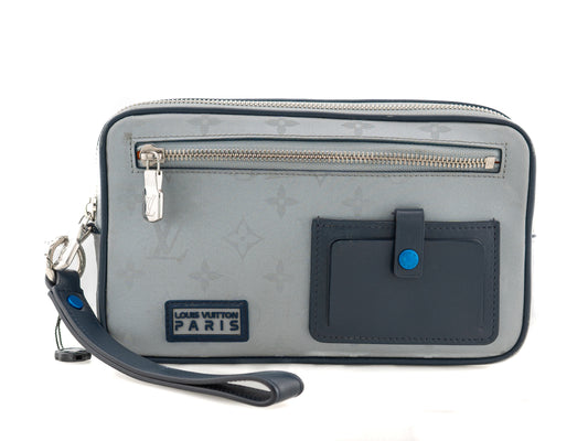 Louis Vuitton Alpha Clutch Monogram Satellite Silver