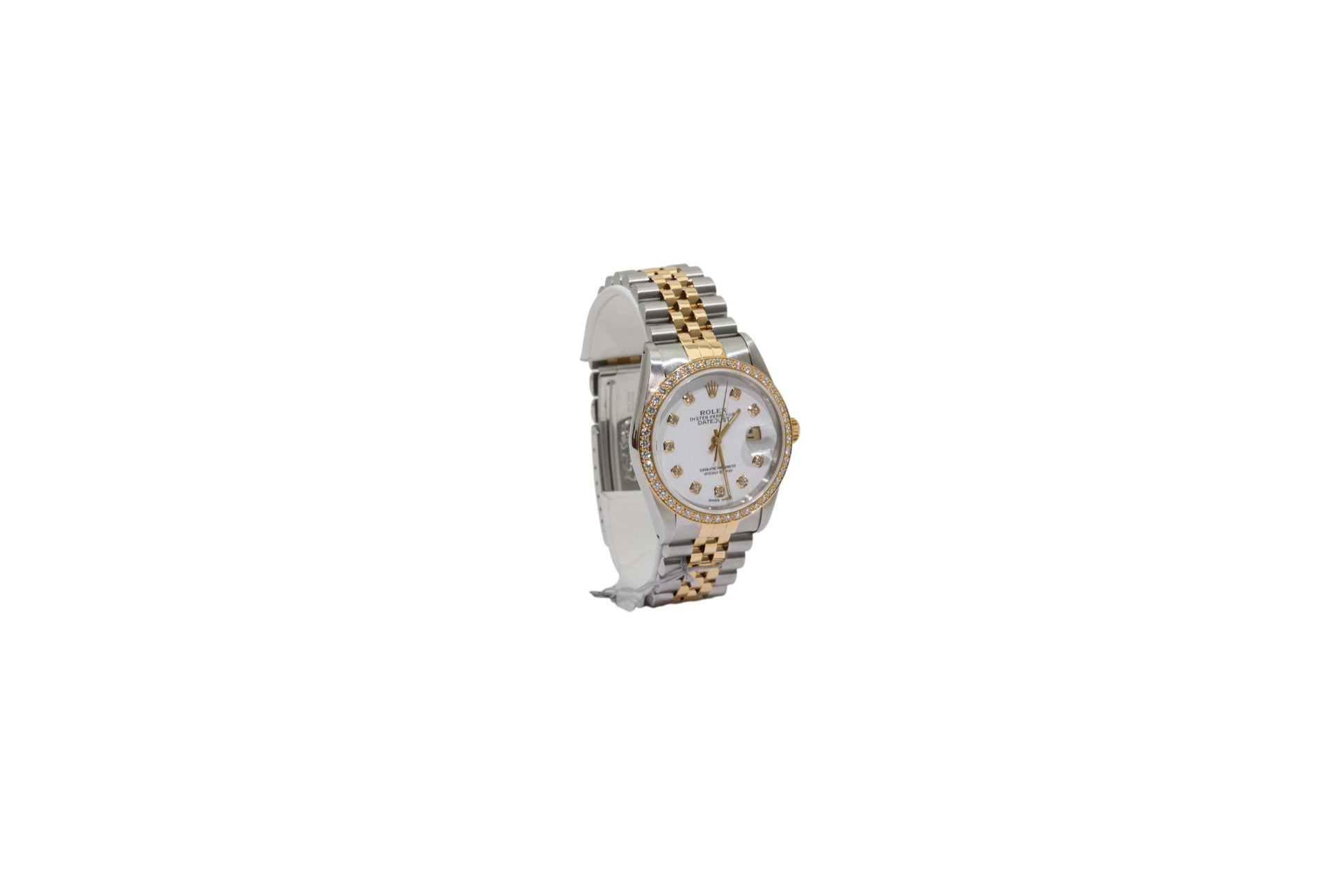 36mm Rolex Datejust Two Tone Jubilee White Diamond Dial with Diamond Bezel