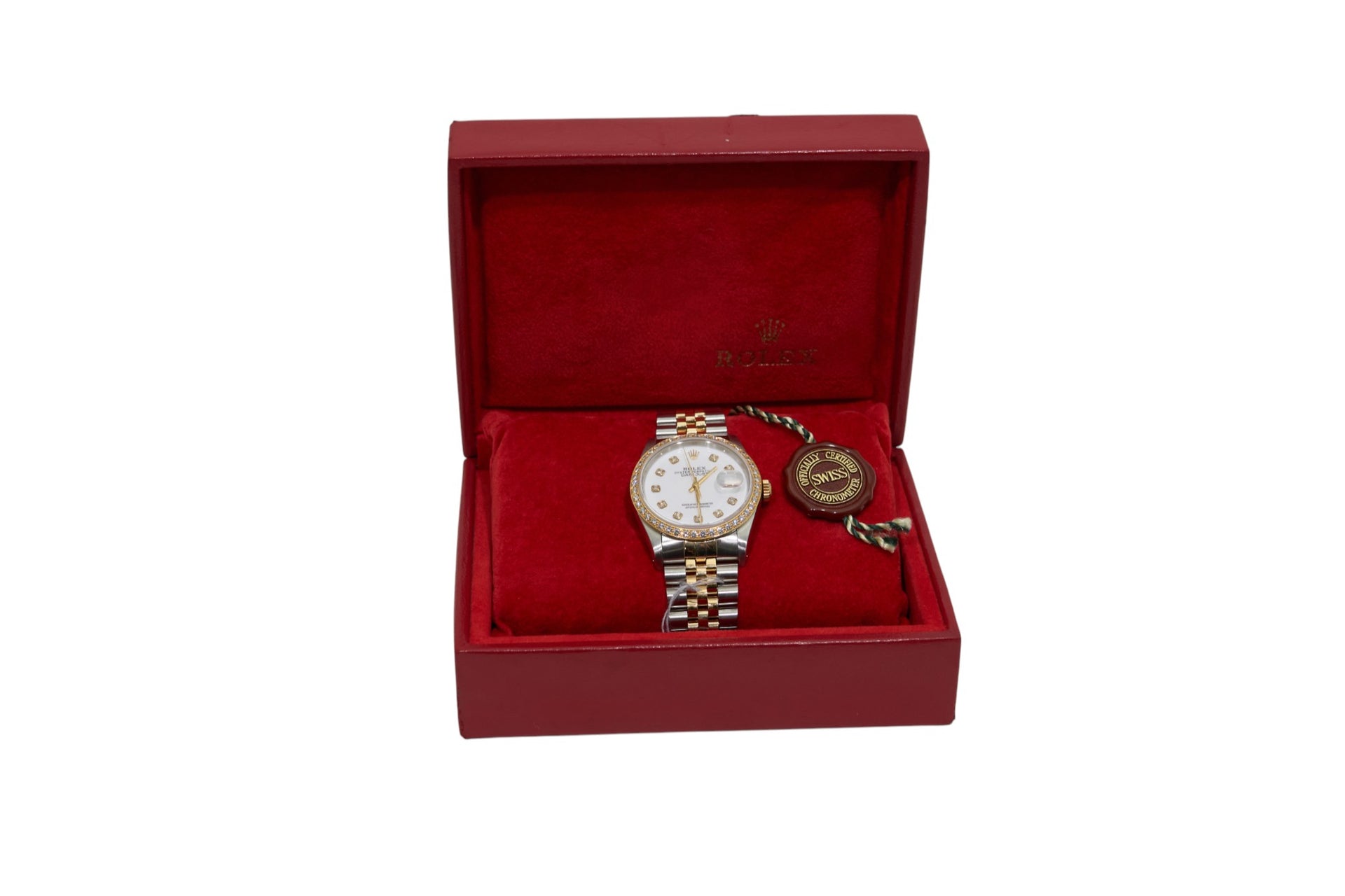 36mm Rolex Datejust Two Tone Jubilee White Diamond Dial with Diamond Bezel