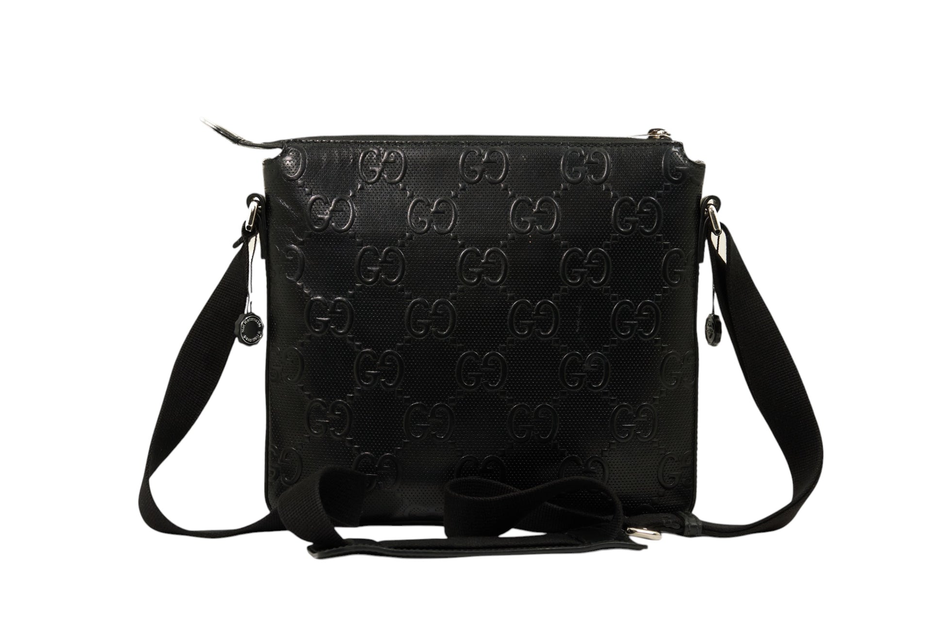 Gucci Black Embossed GG Monogram Messenger Bag