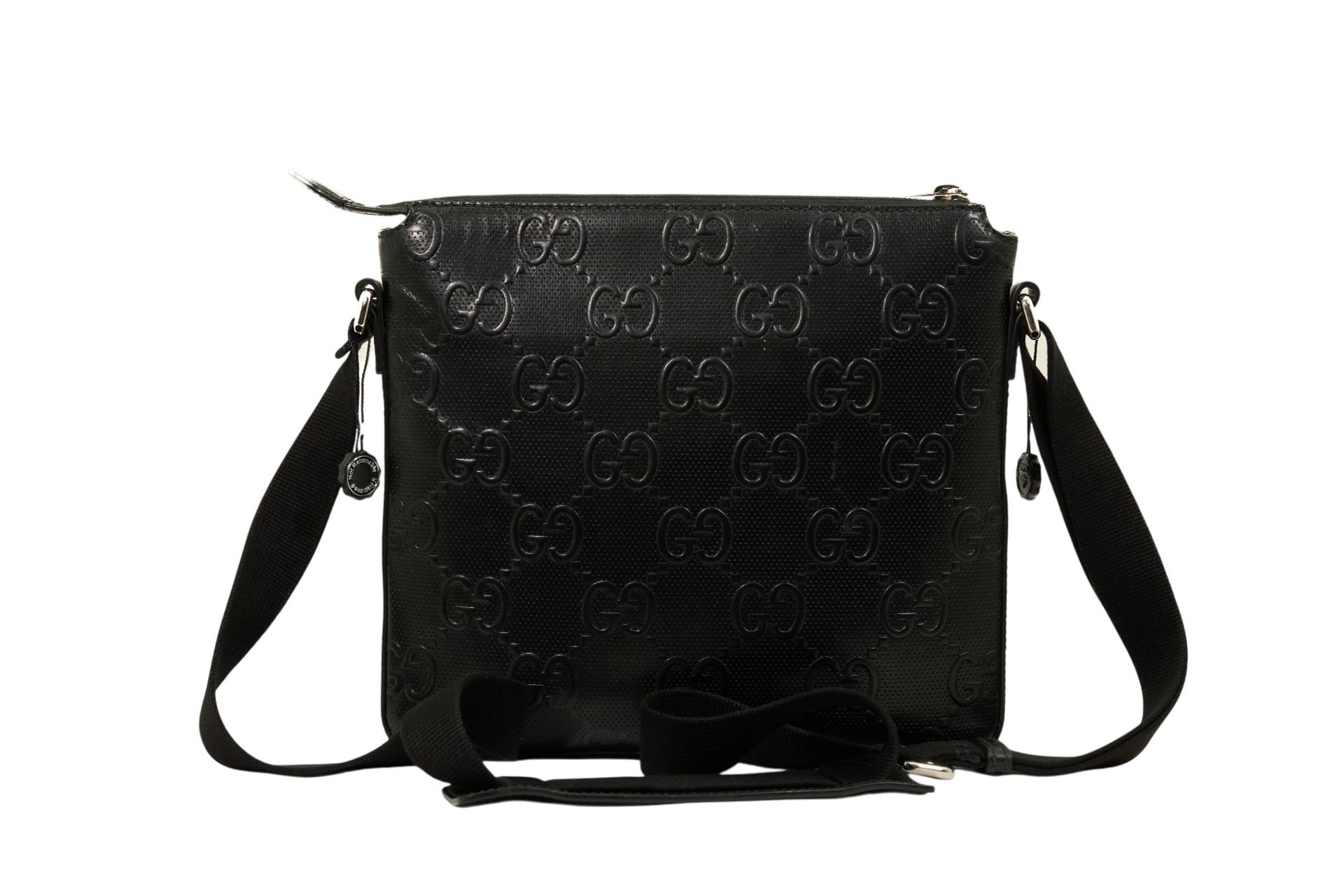 Gucci Black Embossed GG Monogram Messenger Bag