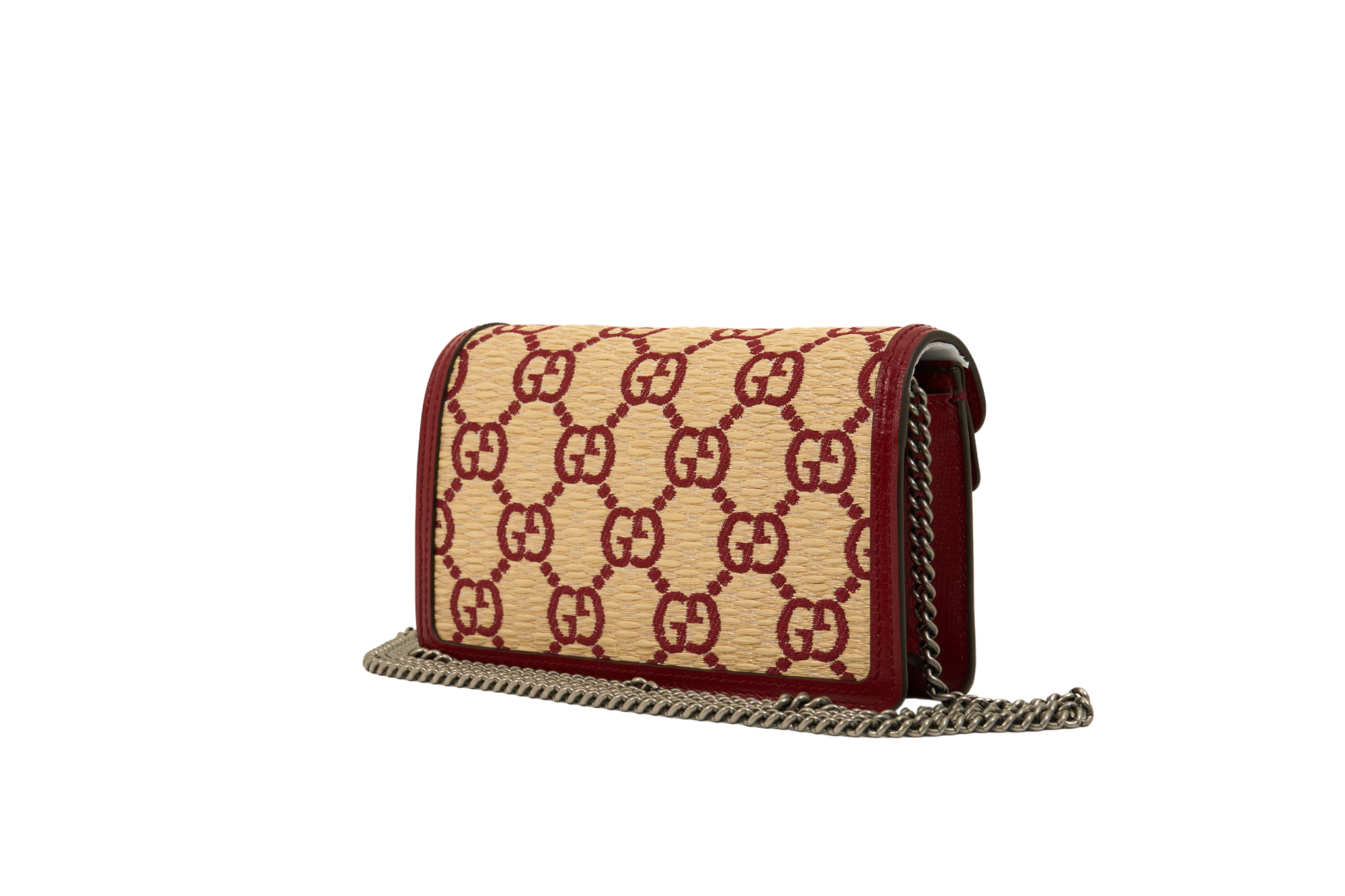 Gucci Natural Red Straw Azalea GG Monogram Small Dionysus