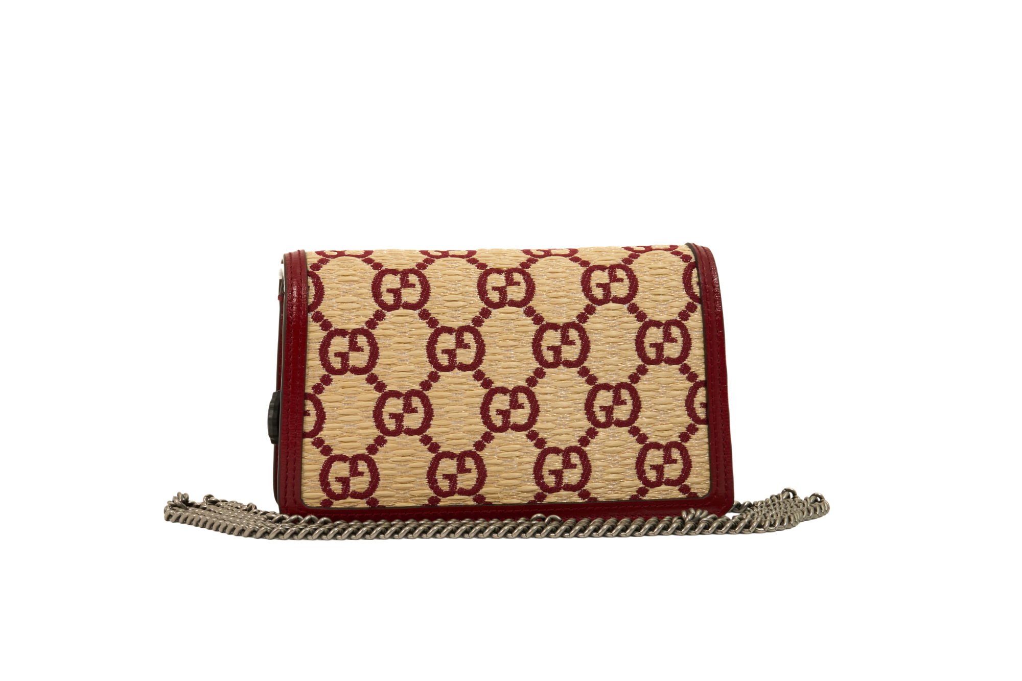 Gucci Natural Red Straw Azalea GG Monogram Small Dionysus