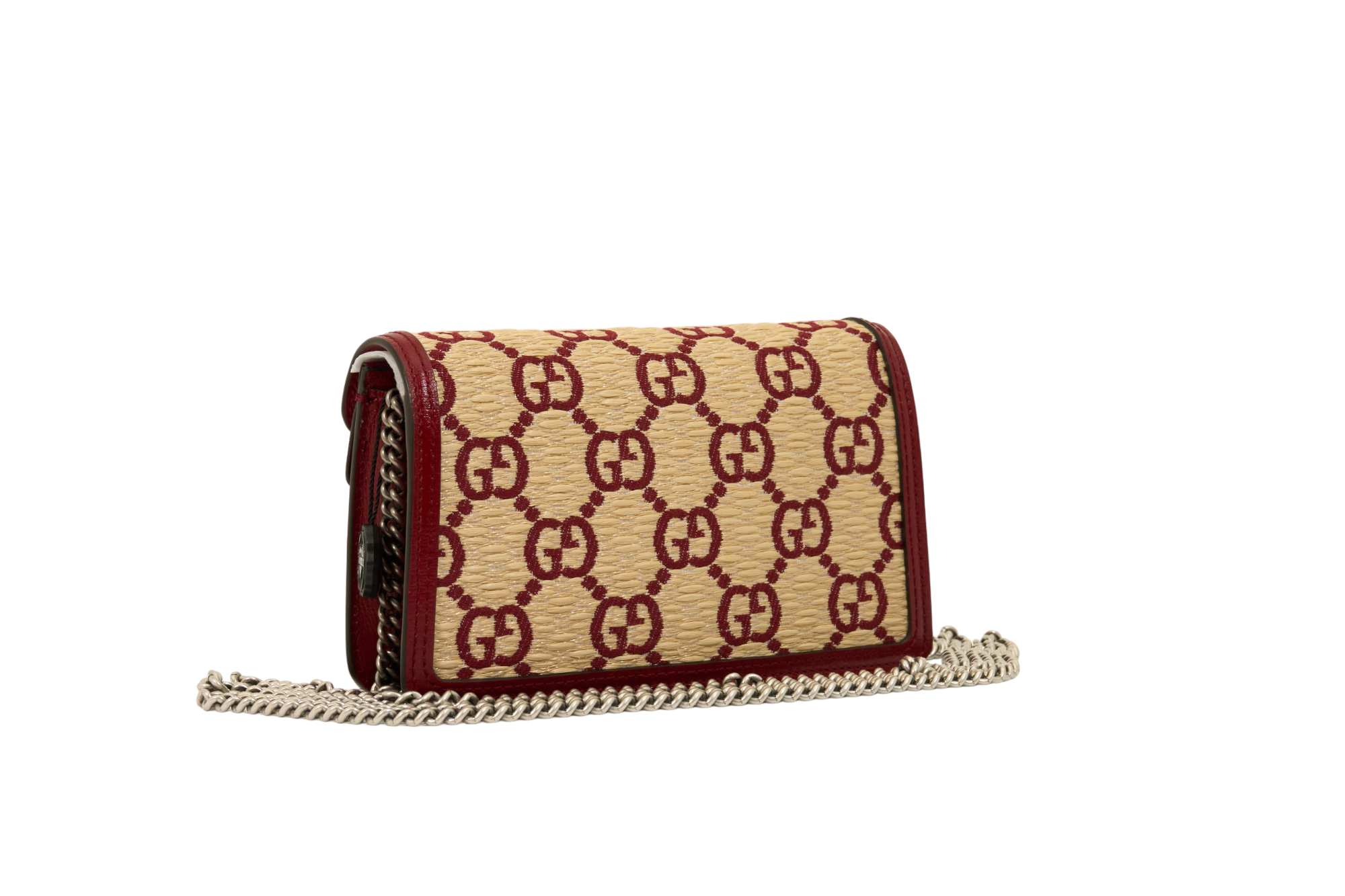 Gucci Natural Red Straw Azalea GG Monogram Small Dionysus