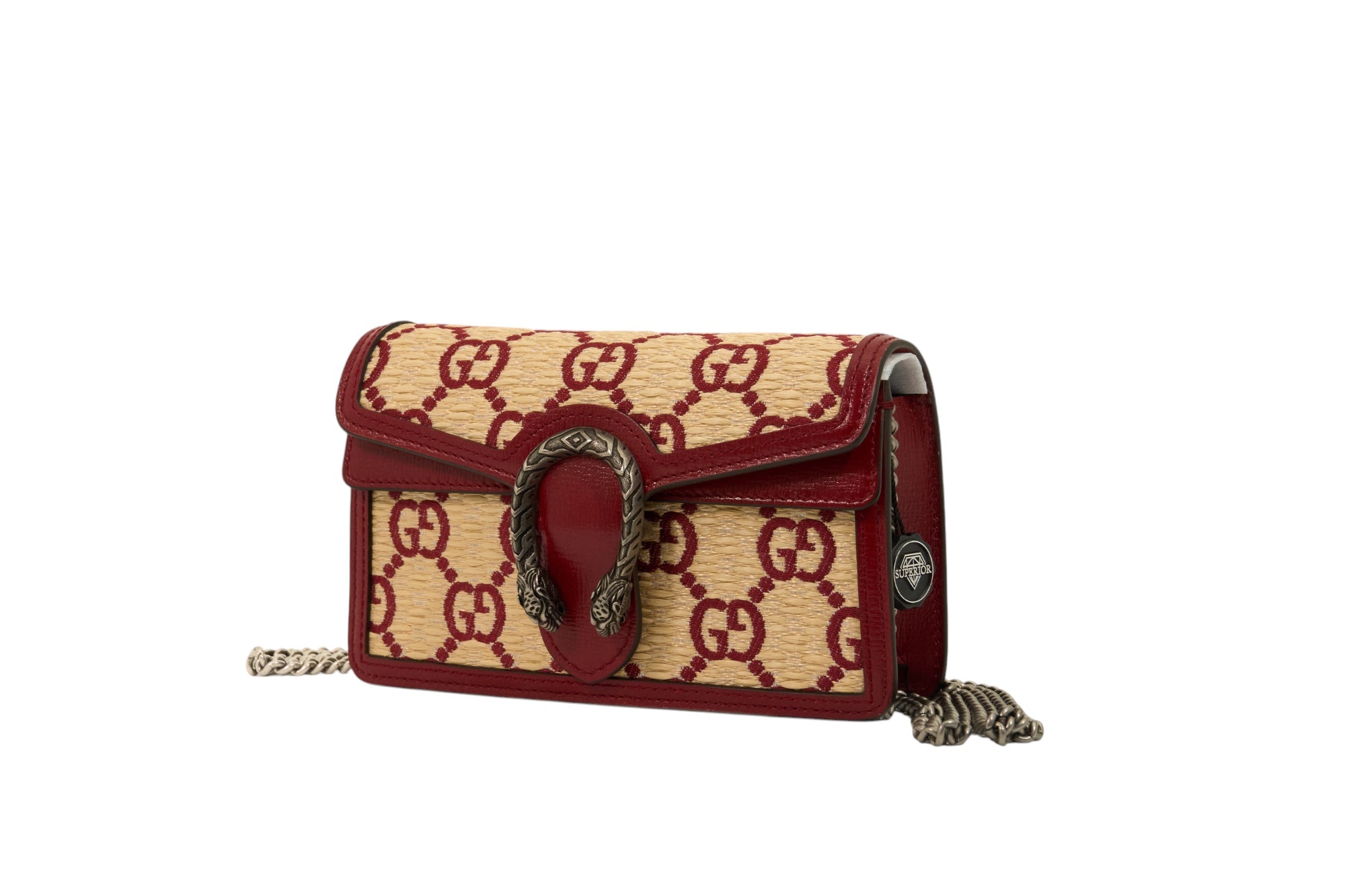Gucci Natural Red Straw Azalea GG Monogram Small Dionysus
