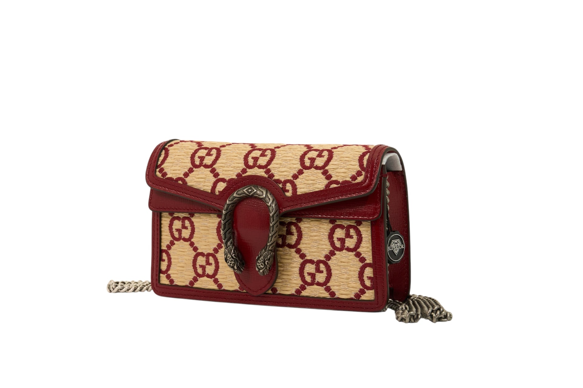 Gucci Natural Red Straw Azalea GG Monogram Small Dionysus
