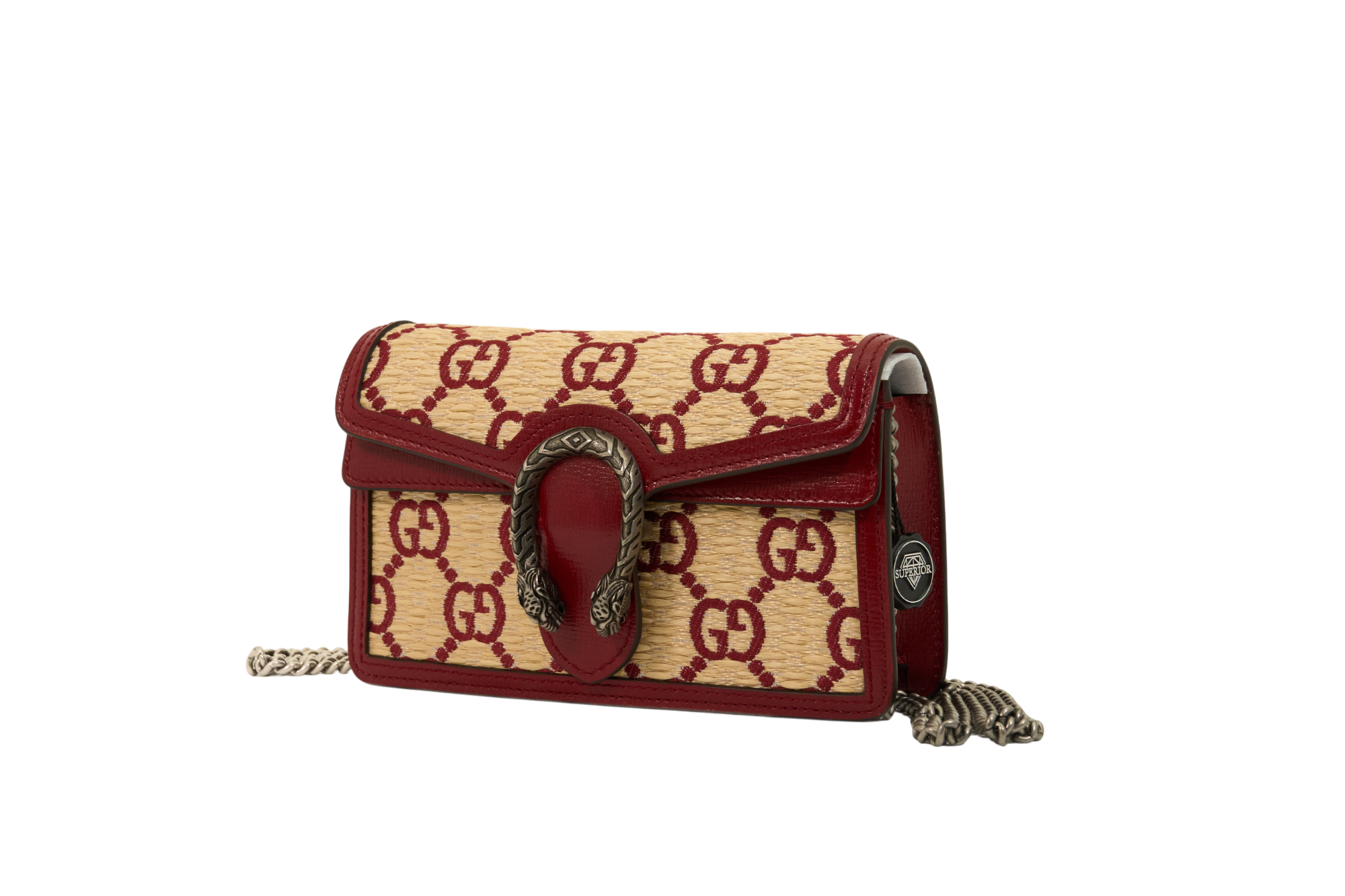Gucci Natural Red Straw Azalea GG Monogram Small Dionysus