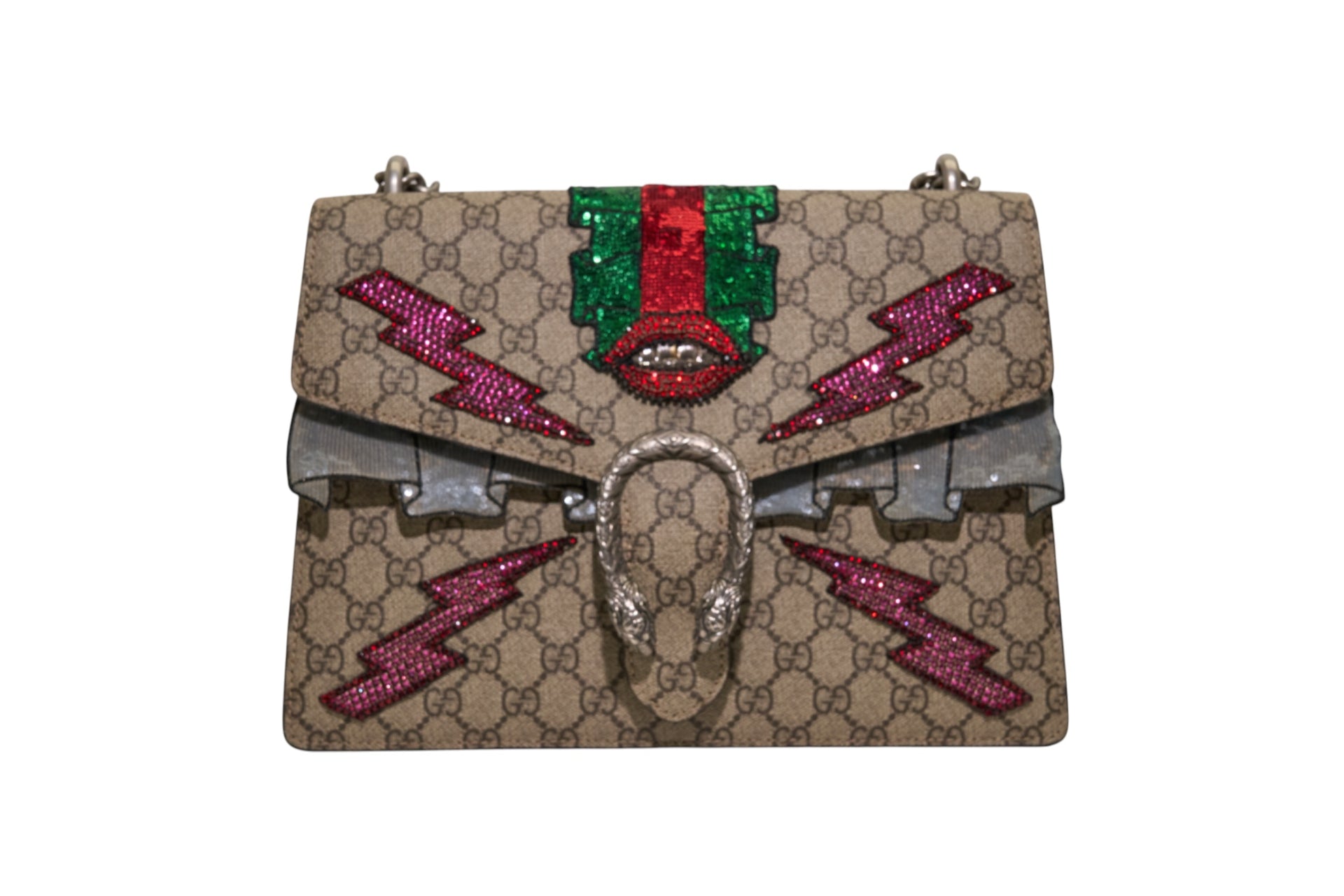 Gucci GG Dionysus Supreme Lightning Embellished Medium Shoulder Bag