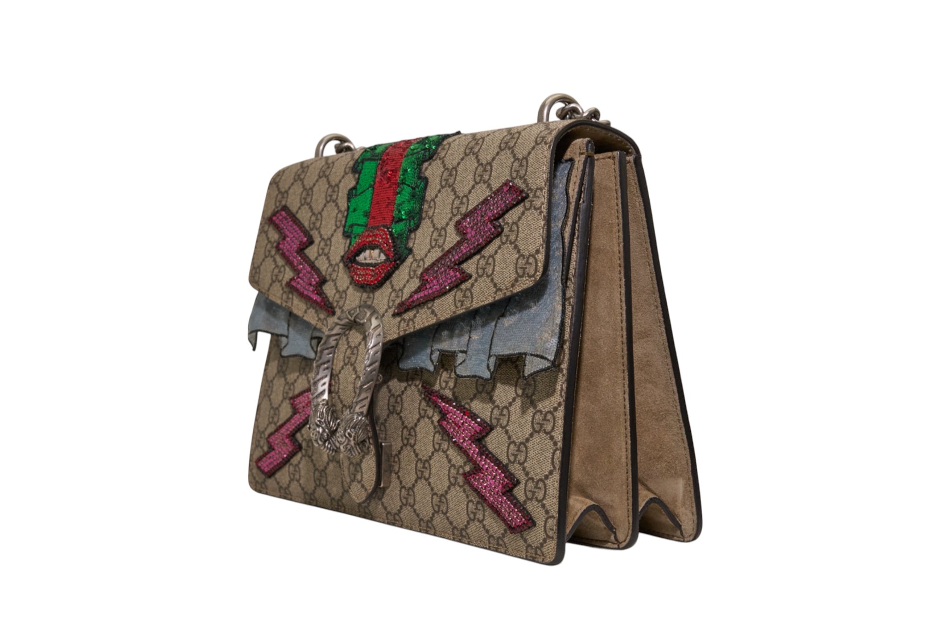 Gucci GG Dionysus Supreme Lightning Embellished Medium Shoulder Bag