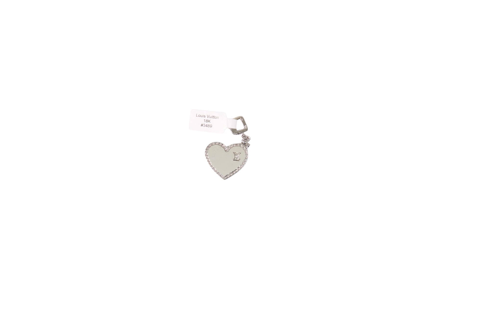 Louis Vuitton Heart Locket Pendant in 18K White Gold with Original Storage Pouch