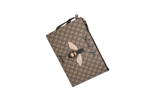 Gucci Bee Monogram Canvas Clutch
