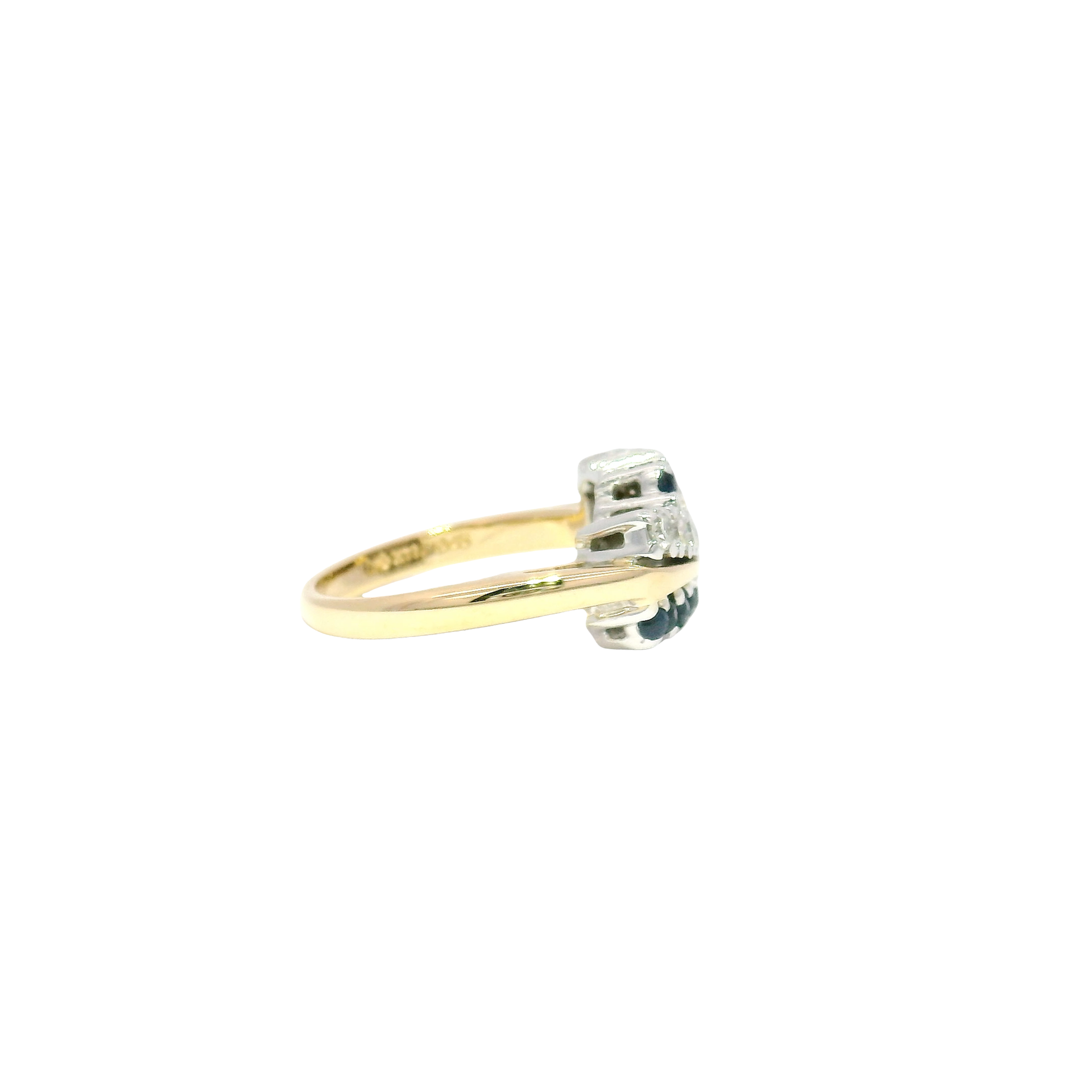 Natural Sapphire & Diamond Cocktail Ring in 14K Yellow Gold Sz 4.5