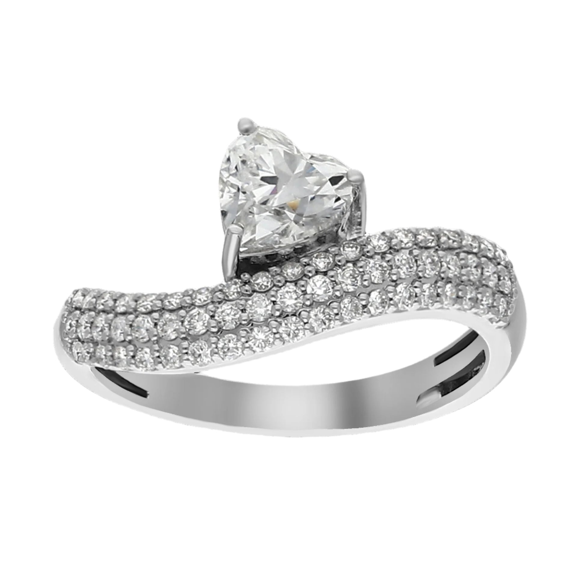1.52cttw. F VS Lab Grown Heart Shape Diamond Ring Set in 14K White Gold