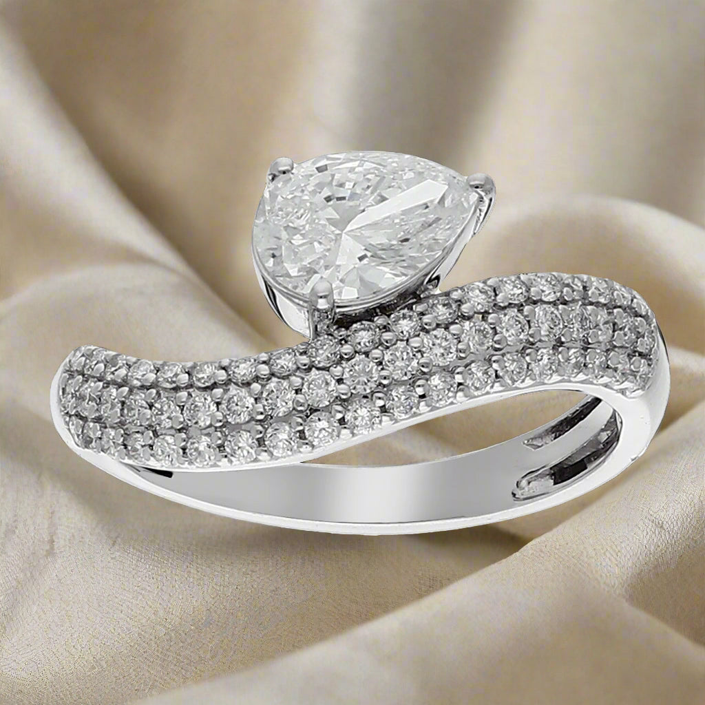 2.24cttw. Fancy Pear Lab Grown Diamond Fashion Ring in 14K White Gold