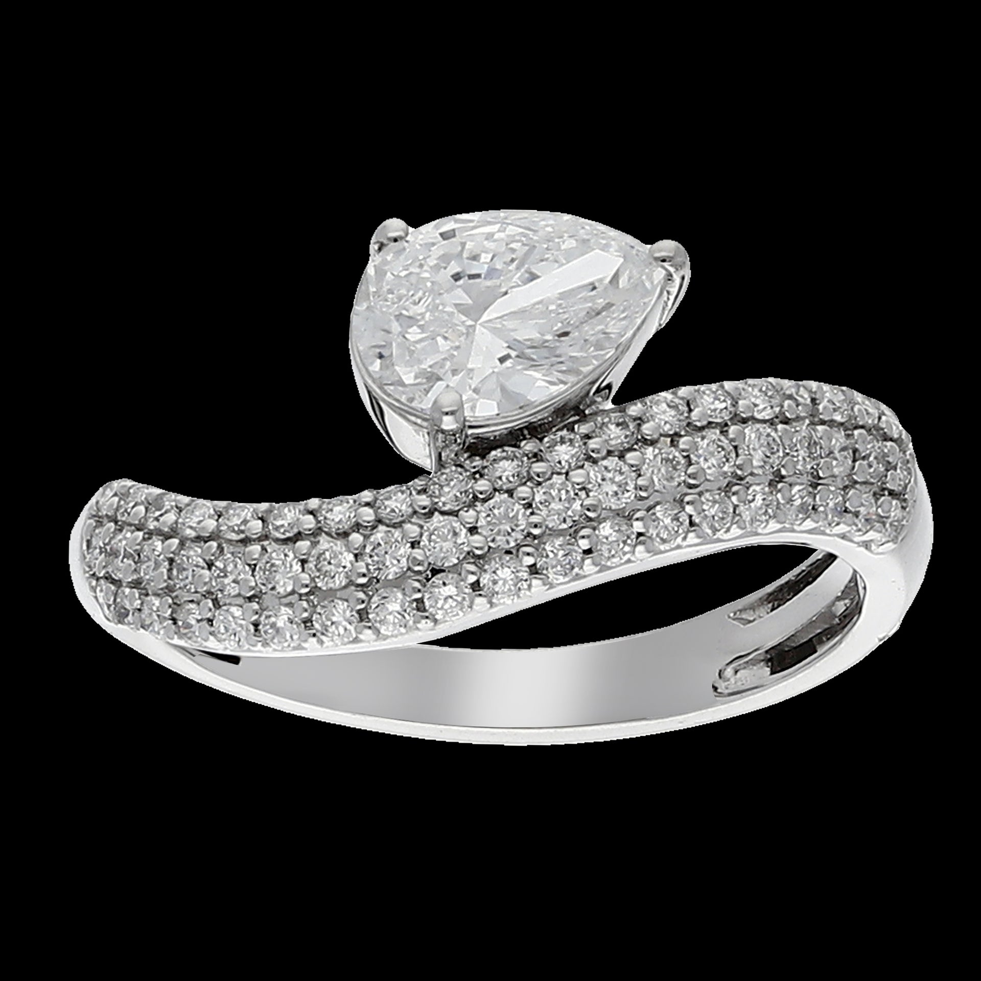2.24cttw. Fancy Pear Lab Grown Diamond Fashion Ring in 14K White Gold