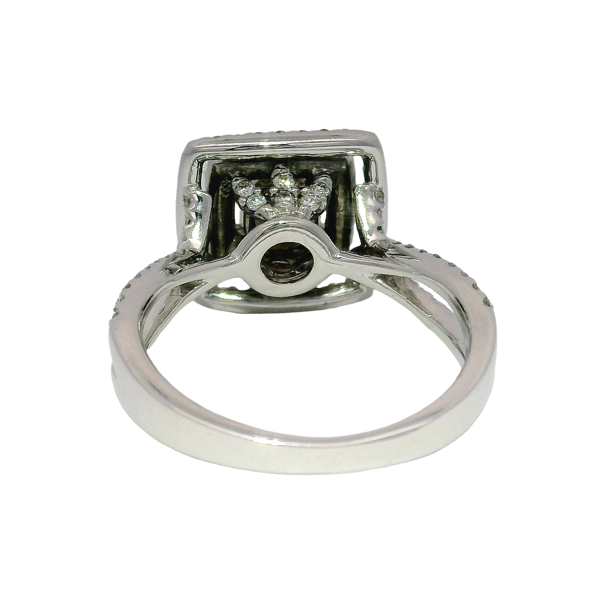 1cttw. Natural Engagement Ring with Princess Cut Center Set in 18 White Gold Sz 6