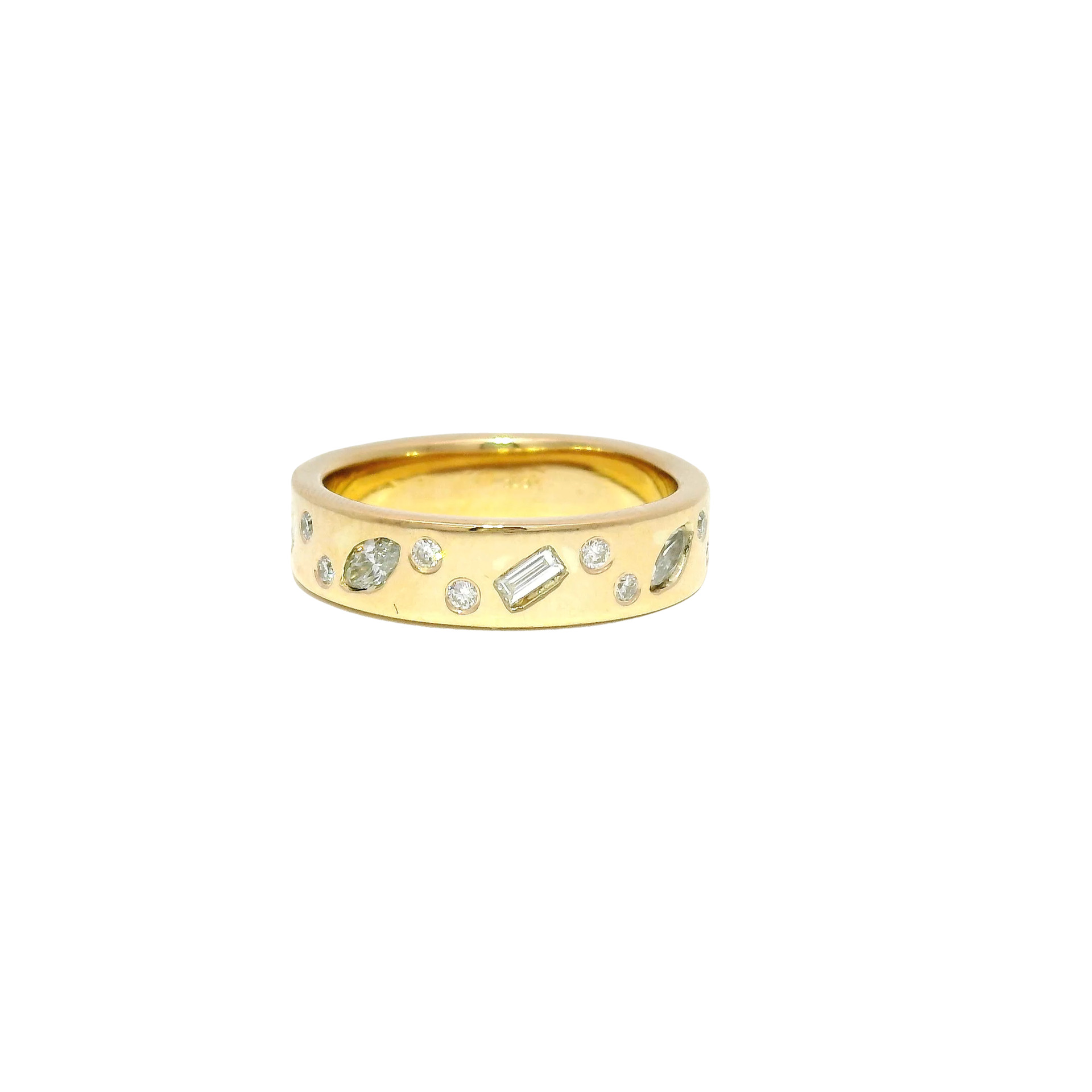 Custom Flush Set Lab Grown Diamond Band in 14K Yellow Gold