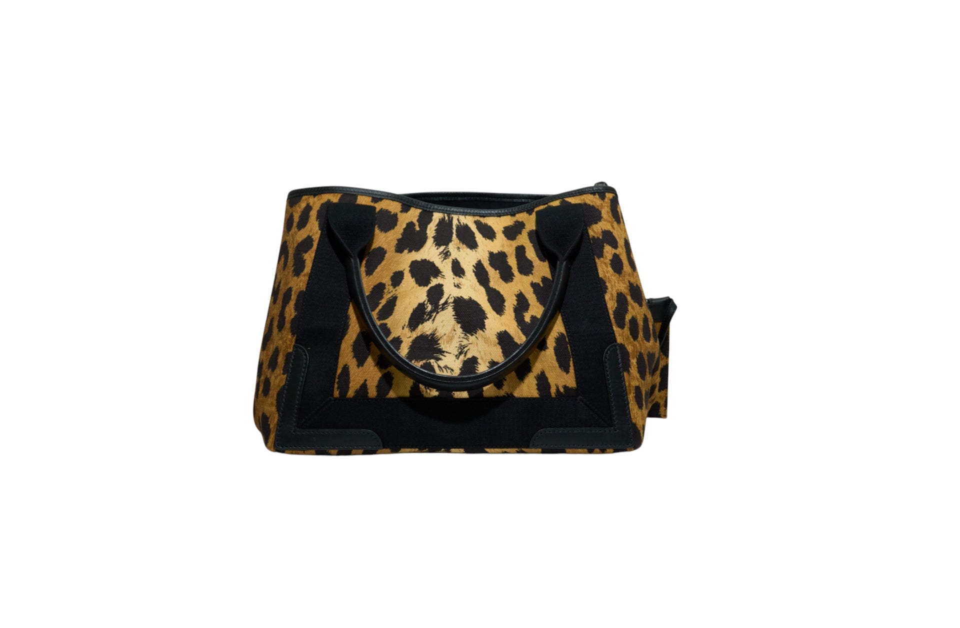 Balenciaga Small Leopard Navy Cabas Top Handle Bag