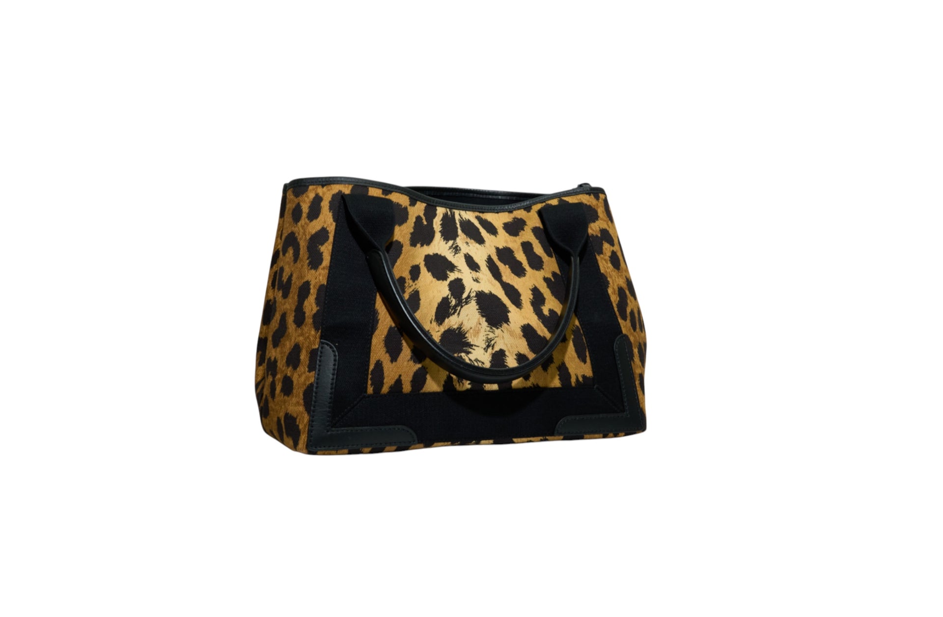 Balenciaga Small Leopard Navy Cabas Top Handle Bag