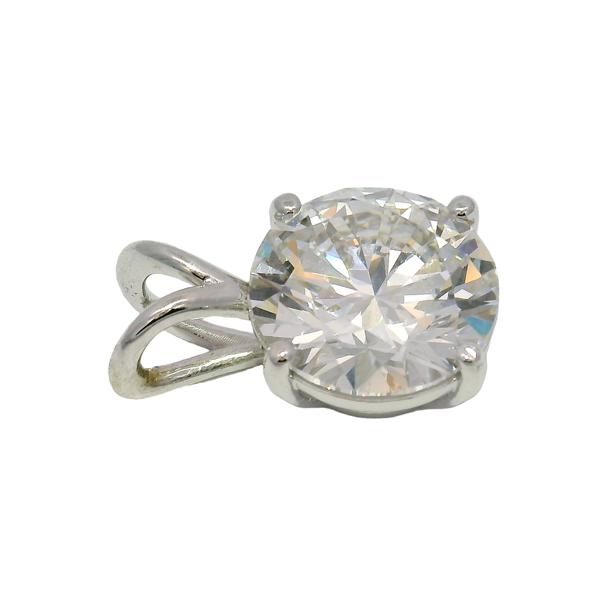 5.0ct. LAB E VS1 Lab Grown Round Mounted in Custom 14K Basket Pendant