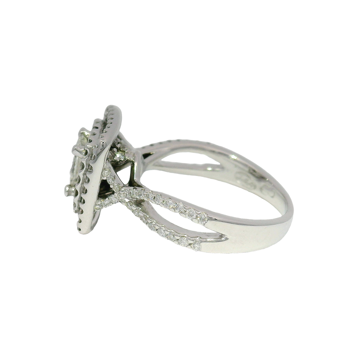 1cttw. Natural Engagement Ring with Princess Cut Center Set in 18 White Gold Sz 6
